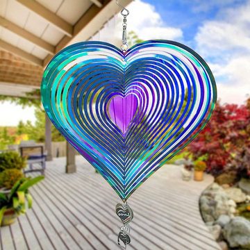 HYTIREBY Windspiel Windspiel garten metall Herz 36 x 20 cm (1 St), Gartendekoration Geschenk,für Draußen Hängend Liebe