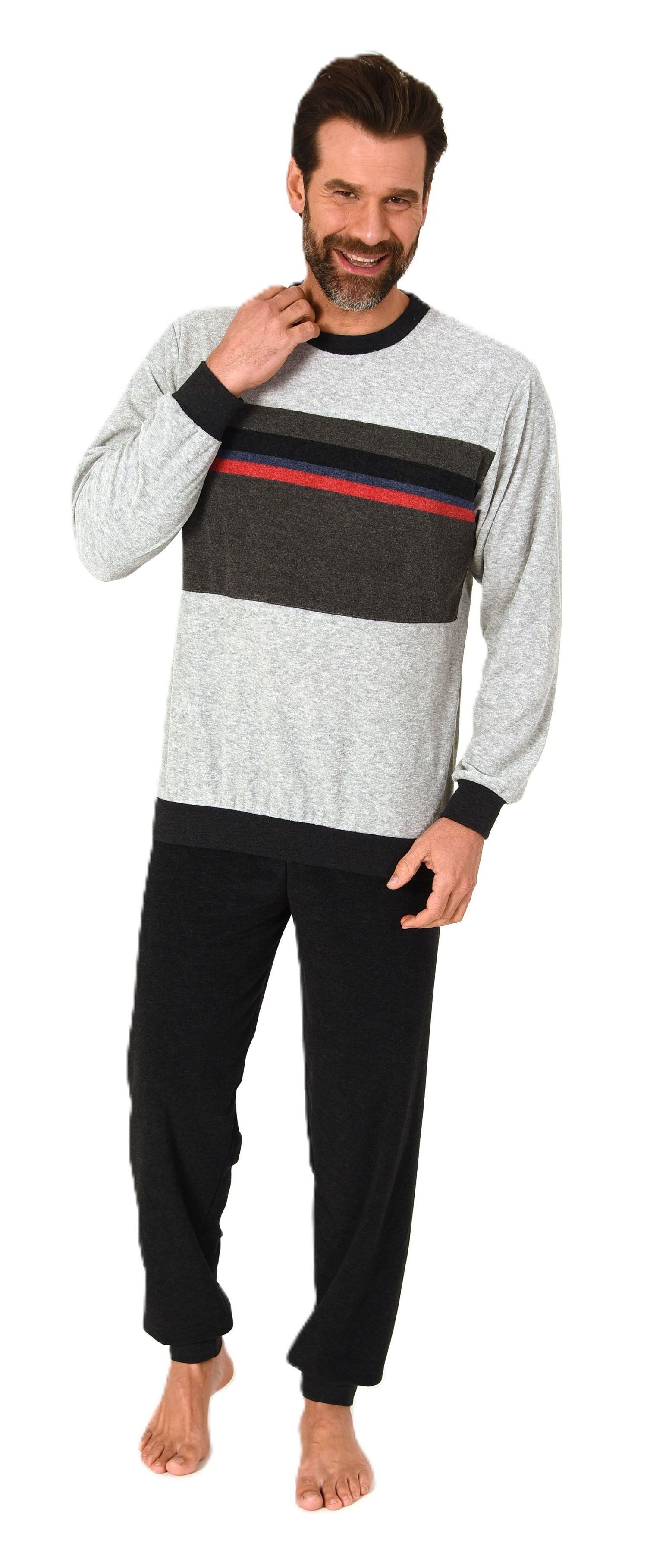 Normann Pyjama Herren Frottee langarm Schlafanzug mit Bündchen - auch in Üb günstig online kaufen