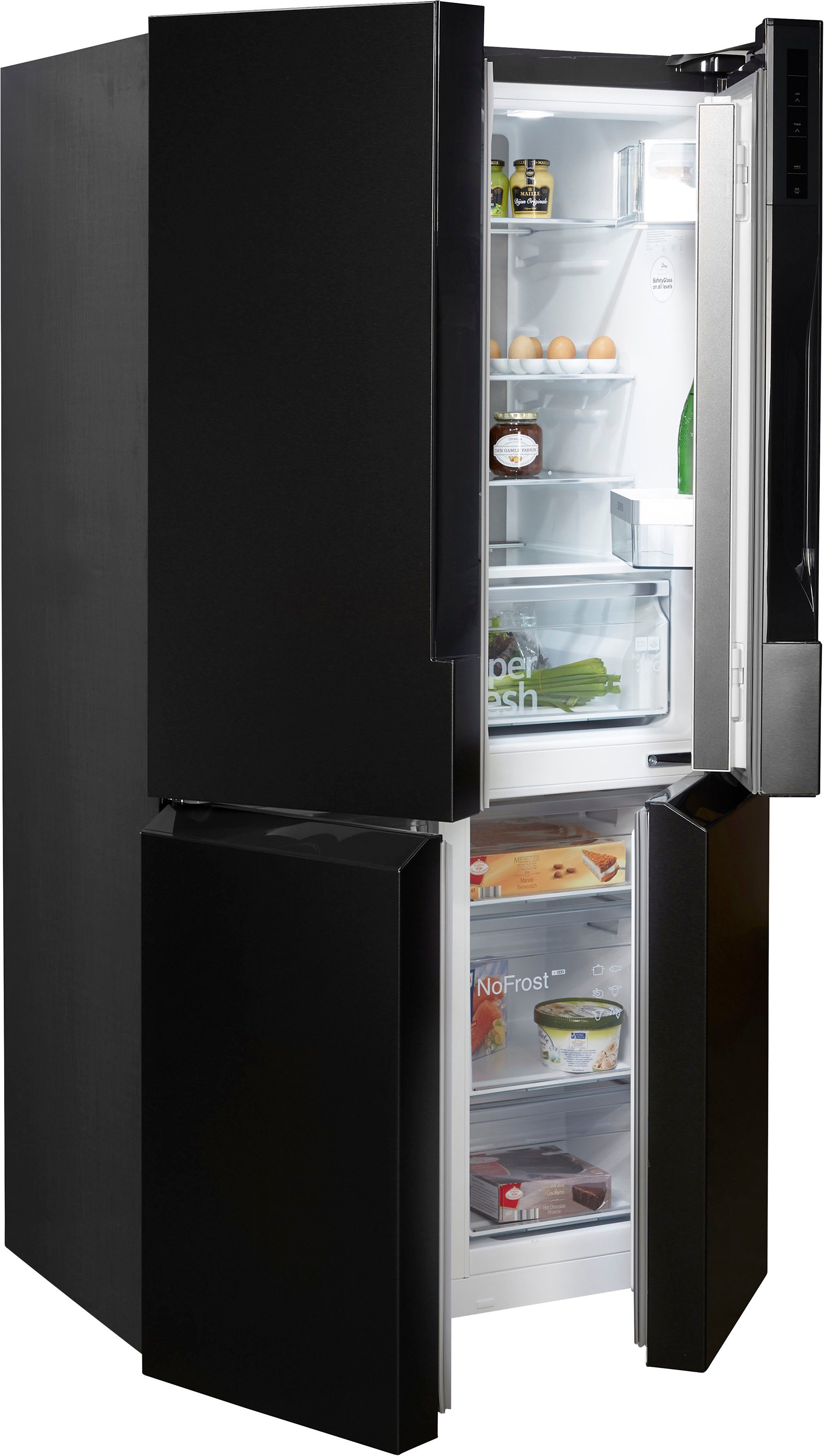 SIEMENS Multi Door iQ500 KF96NAXEA, 183 cm hoch, 91 cm breit, noFrost, hyperFresh Schubladen, LED-Licht, superKühlen, superGefrieren