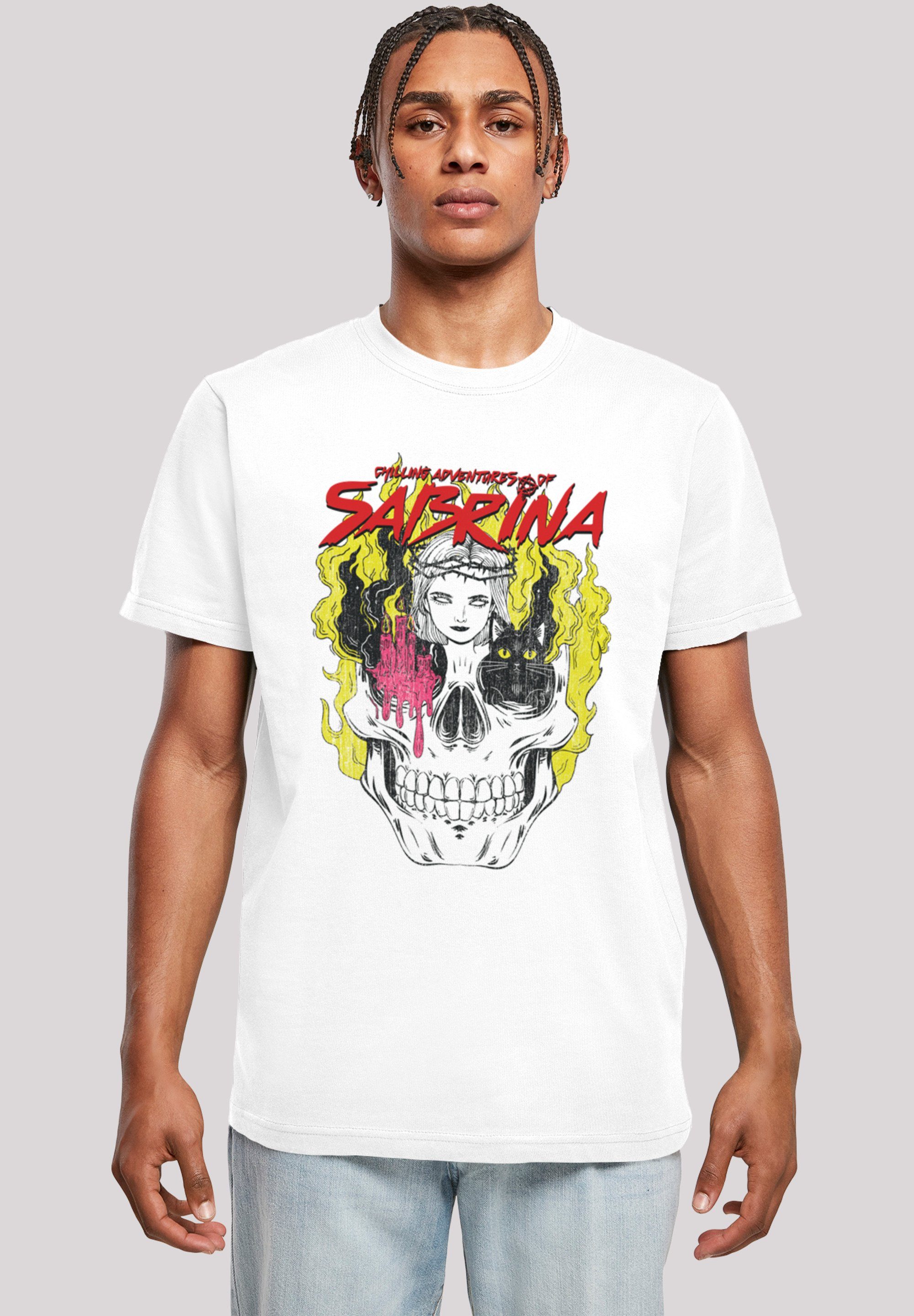Boys T-Shirt weiß Skull Sabrina Adventures Merch,Regular-Fit,Basic,Bedruckt of Herren,Premium F4NT4STIC Chilling