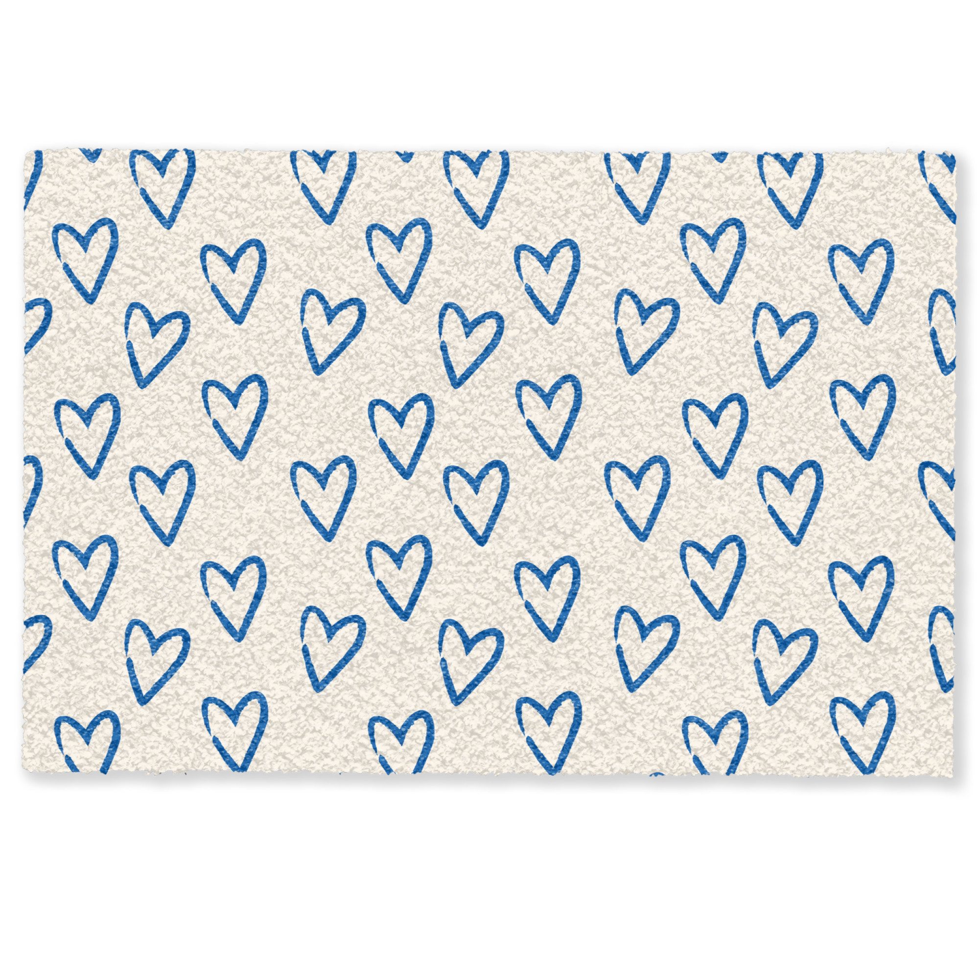 MuchoWow Fußmatte Herzmuster - Blau - Beige - Liebe, Rechteckig, innen Schm günstig online kaufen