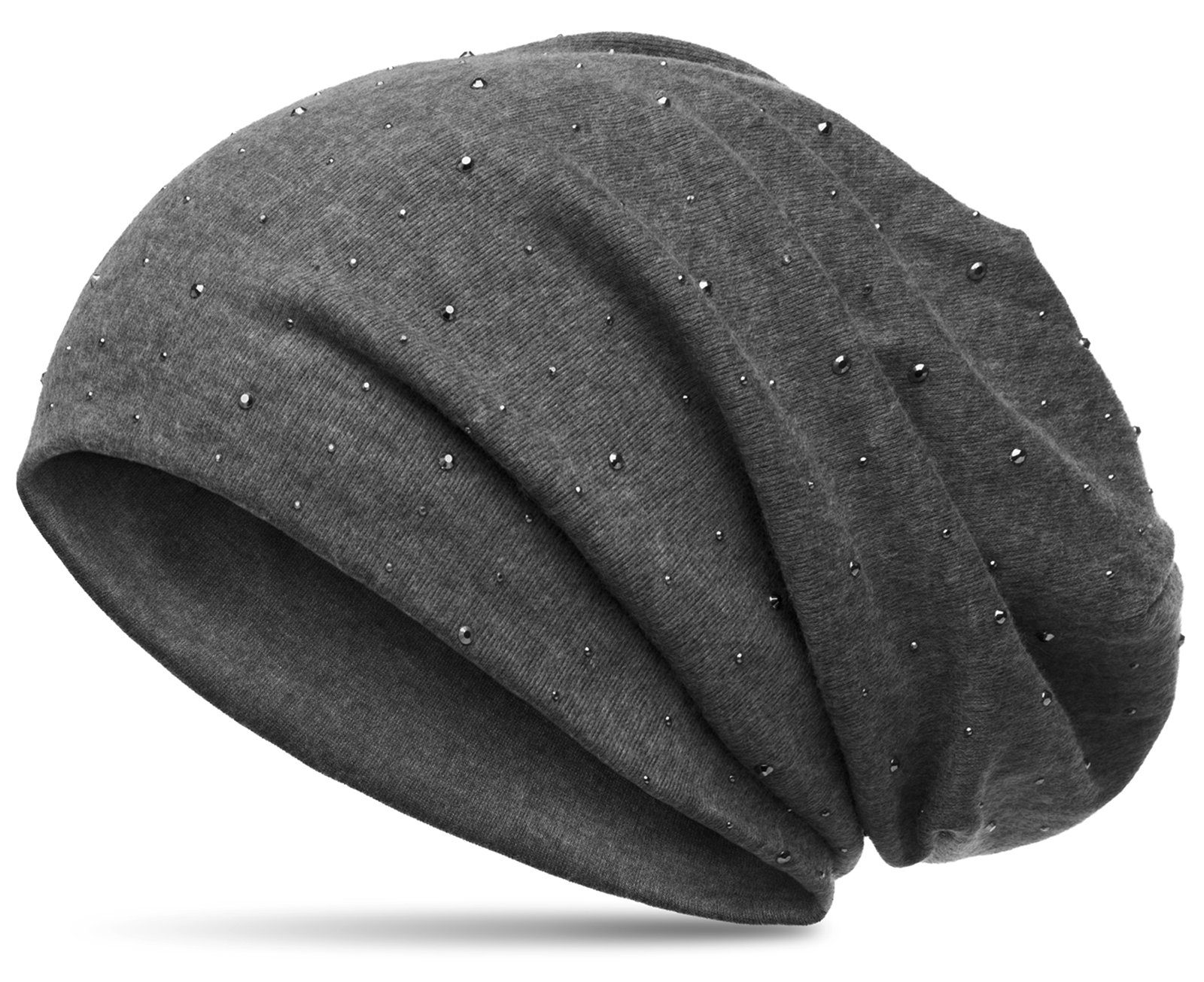 Caspar Beanie MU137 Beanie Mütze mit Strass und warmem Flanell Stoff