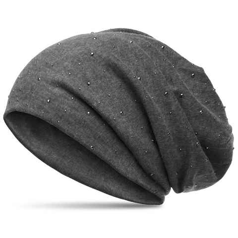 Caspar Beanie MU137 Beanie Mütze mit Strass und warmem Flanell Stoff