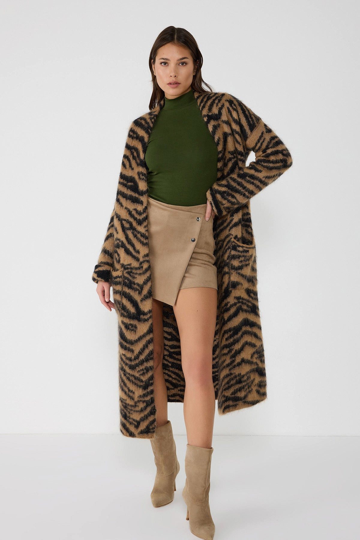 Blusentop Rollkragenbluse mit langen Ärmeln