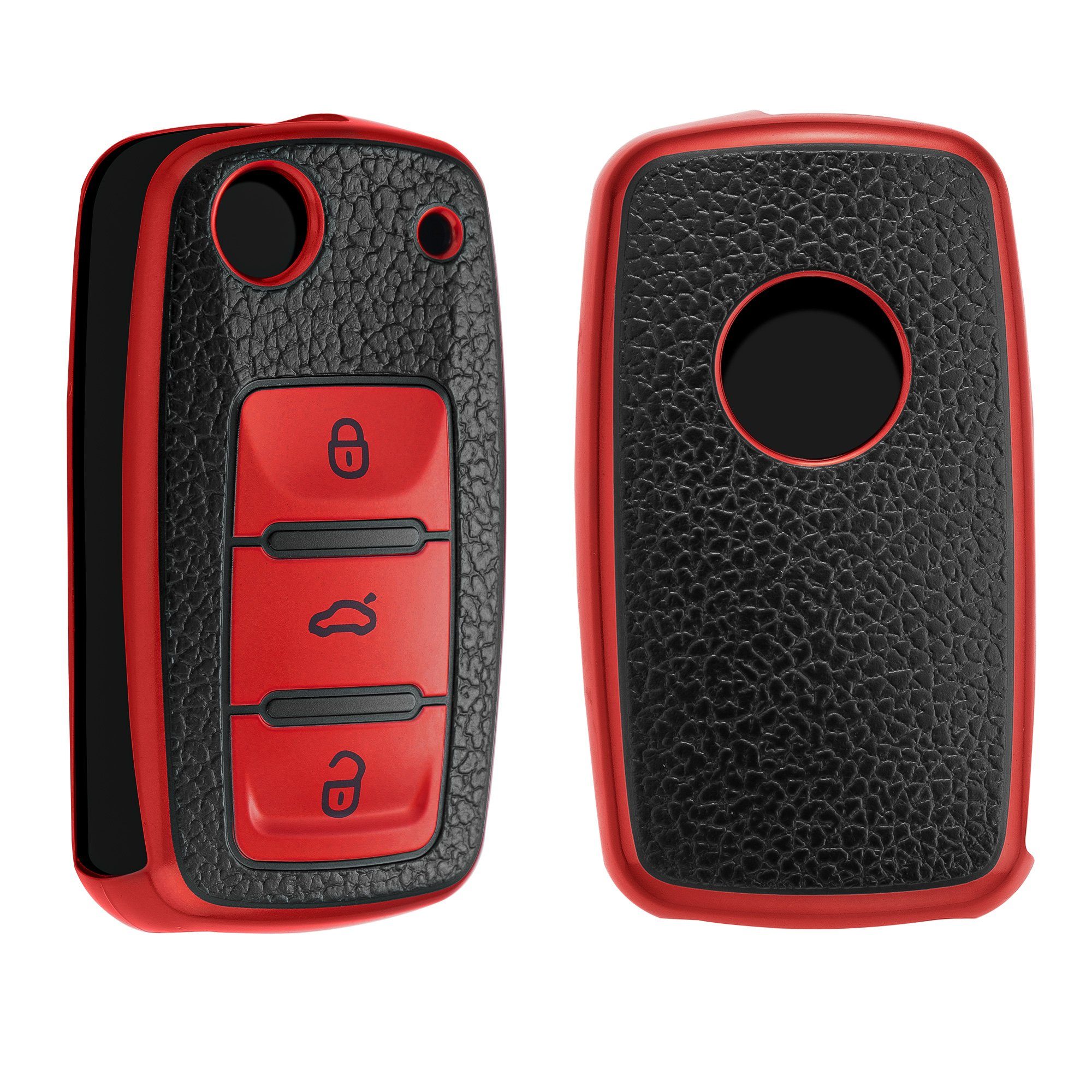 Autoschlüssel TPU Schlüsseltasche kwmobile Schutzhülle Schlüsselhülle VW Hülle Seat, Cover Skoda für Rot
