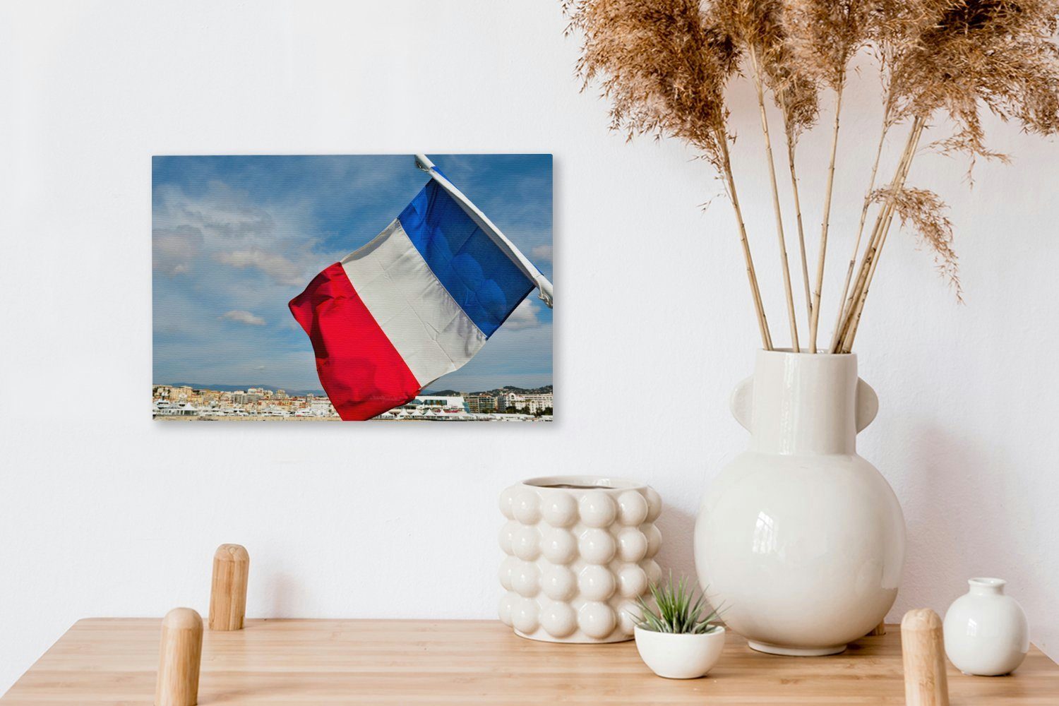 Wandbild Cannes, (1 OneMillionCanvasses® auf Flagge Aufhängefertig, Leinwandbild cm St), Blick Leinwandbilder, mit 30x20 Wanddeko, Französische