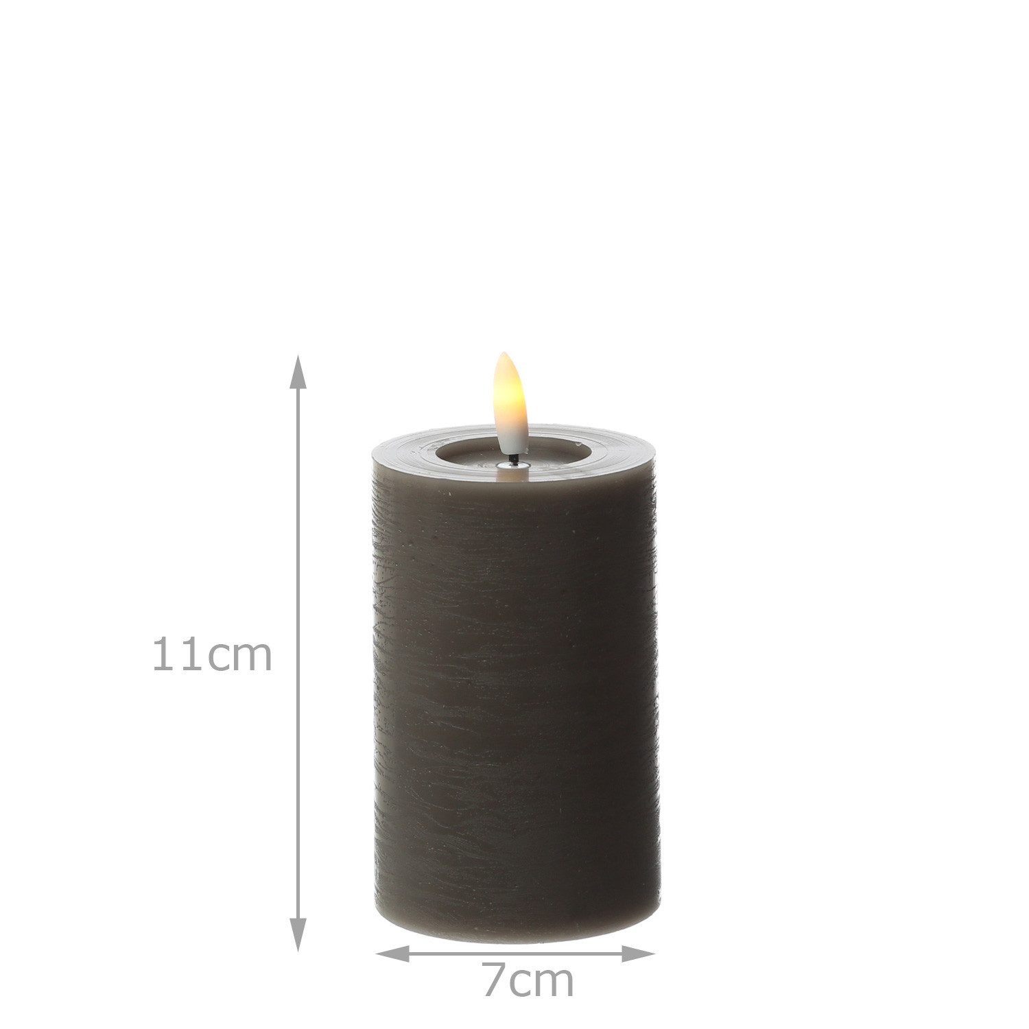 Adilina LED-Kerze Kerzenset LINA Rustik Optik für Adventskranz 7x11cm Timer grau 4St, LED Classic, warmweiß (2100K bis 3000K)