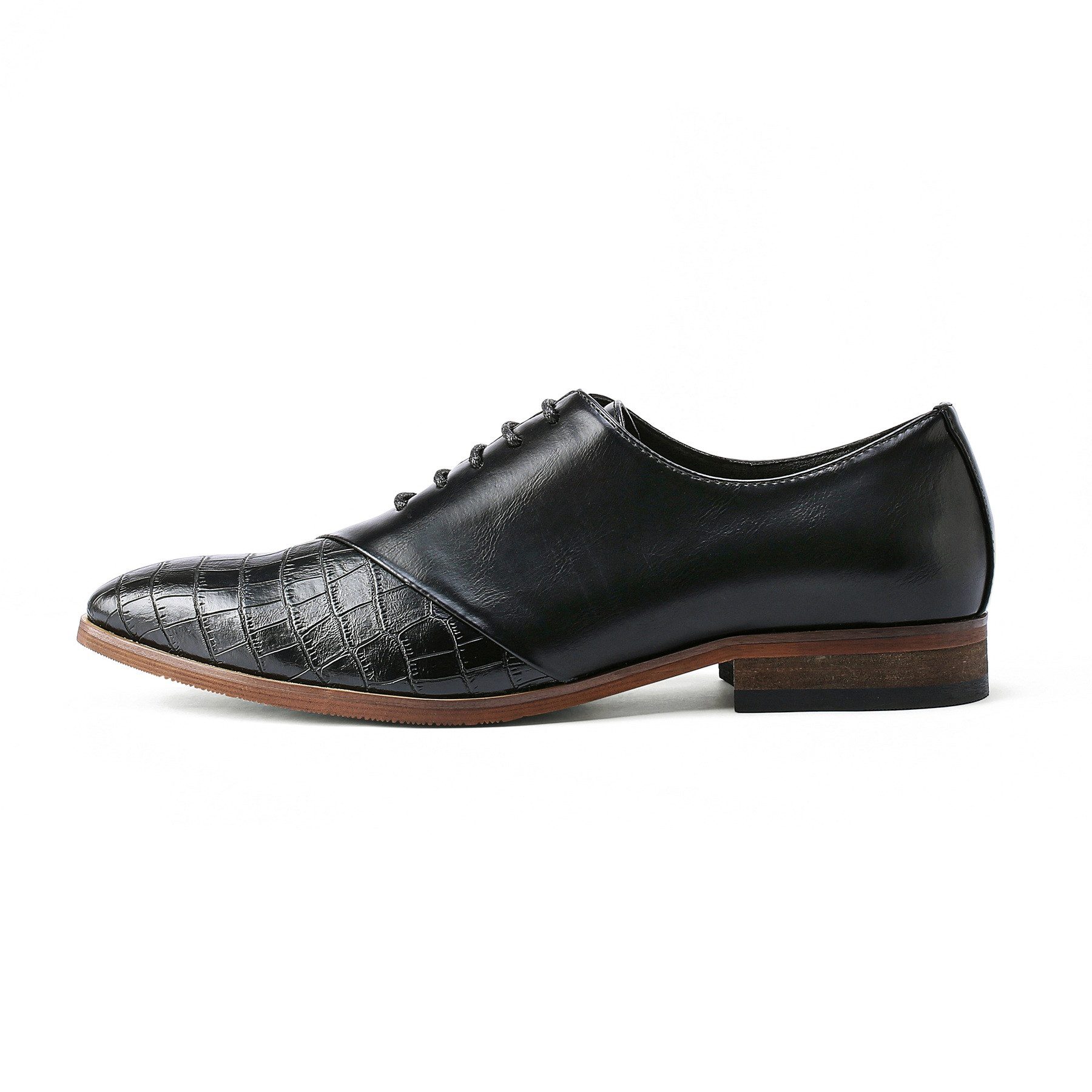 Allthemen Schnürschuh Herren Business Schnürschuhe mit Krokoleder-Optik Spitzkappe