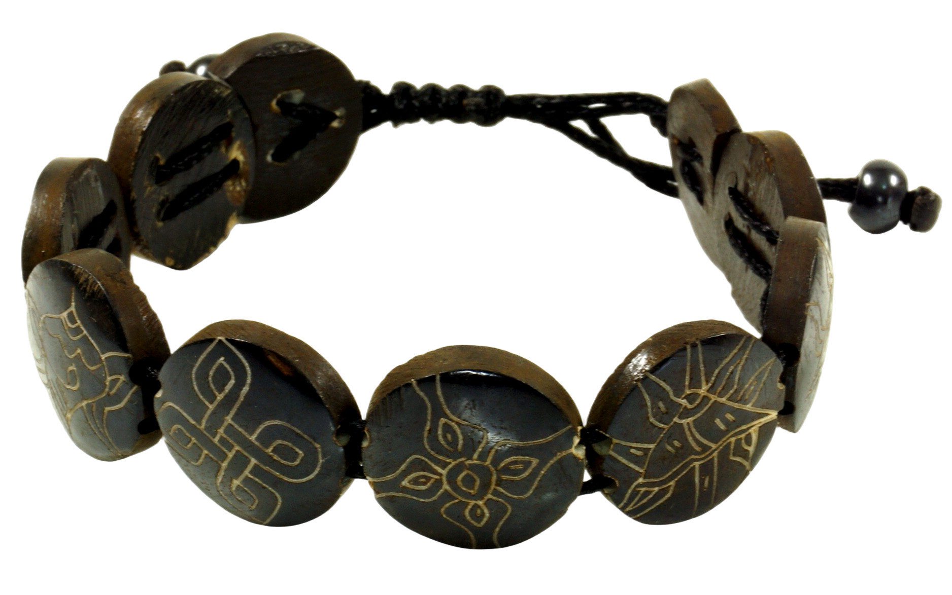 Guru-Shop Armreif Buddhistisches Armband Ashtamangala - schwarz..