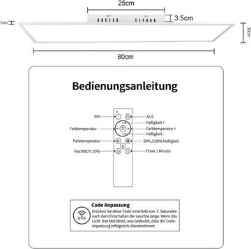 ZMH LED Deckenleuchte LED Panel Dimmbar - Flach Wohnzimmer mit Fernbedienung, LED fest integriert