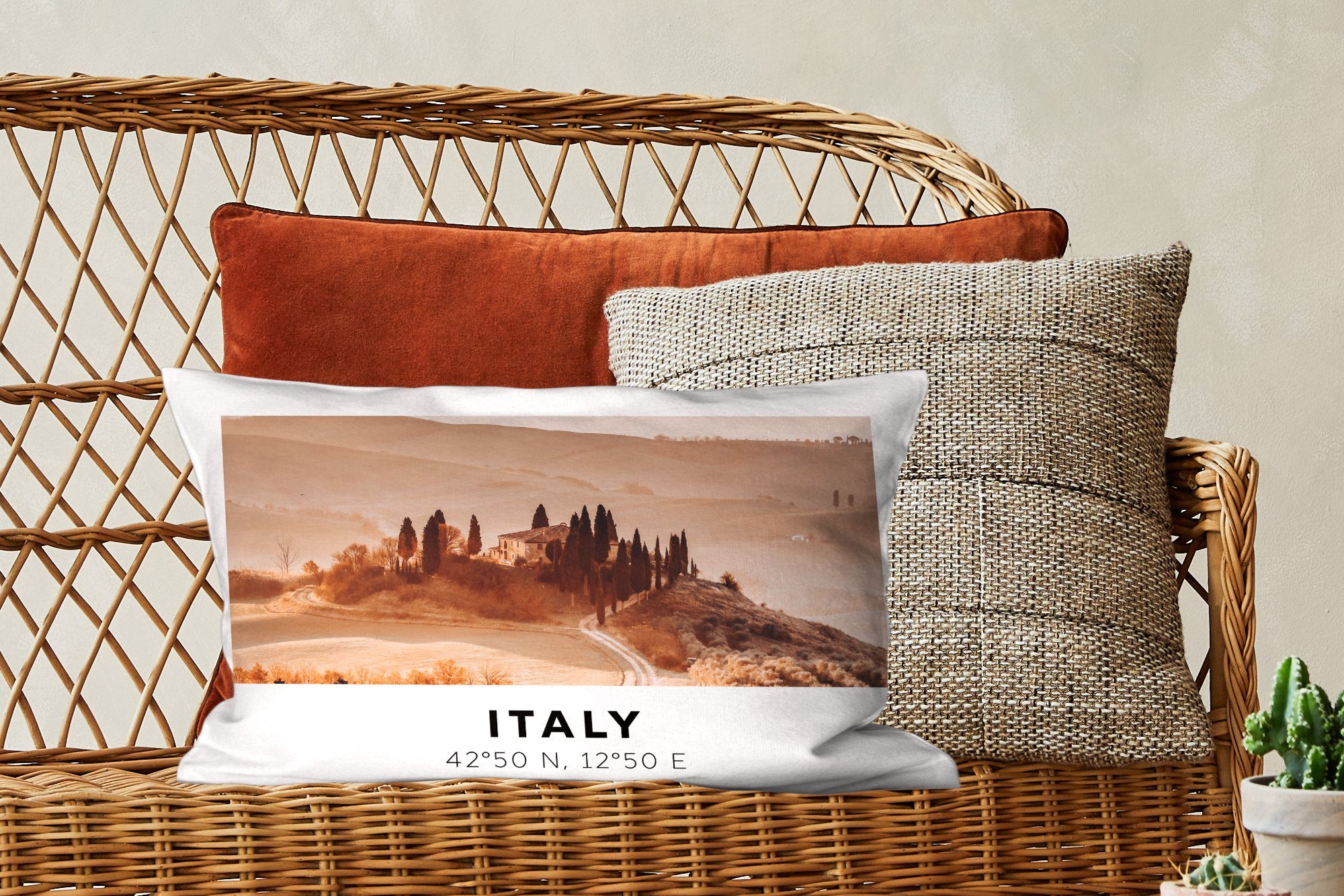 MuchoWow Dekokissen Italien - Dekokissen Dekoration, Schlafzimmer Füllung, mit Bäume, Toskana - Wohzimmer Zierkissen