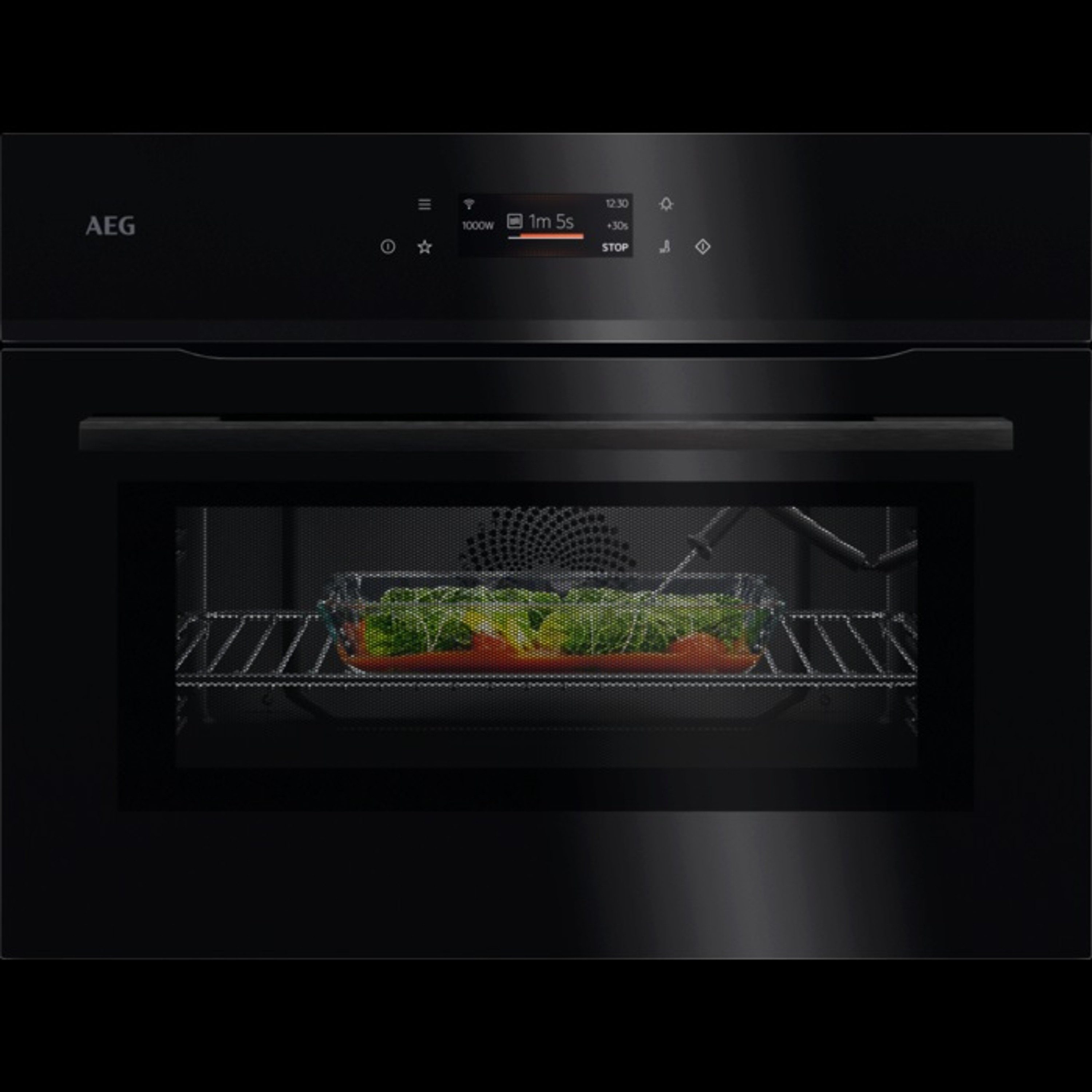 AEG Minibackofen NKK8N621B, Kerntemperatursensor, Grillstufe, Schnellaufheizung