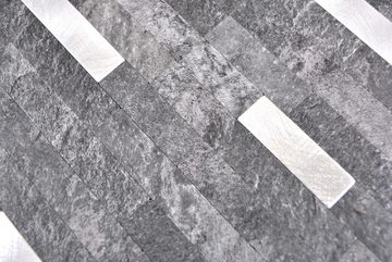 Mosani Dekorpaneele Wandpaneele selbstklebend in Steinoptik schwarz silber, BxL: 29,00x30,00 cm, 0,08 qm, Spritzwasserbereich geeignet, Küchenrückwand Spritzschutz