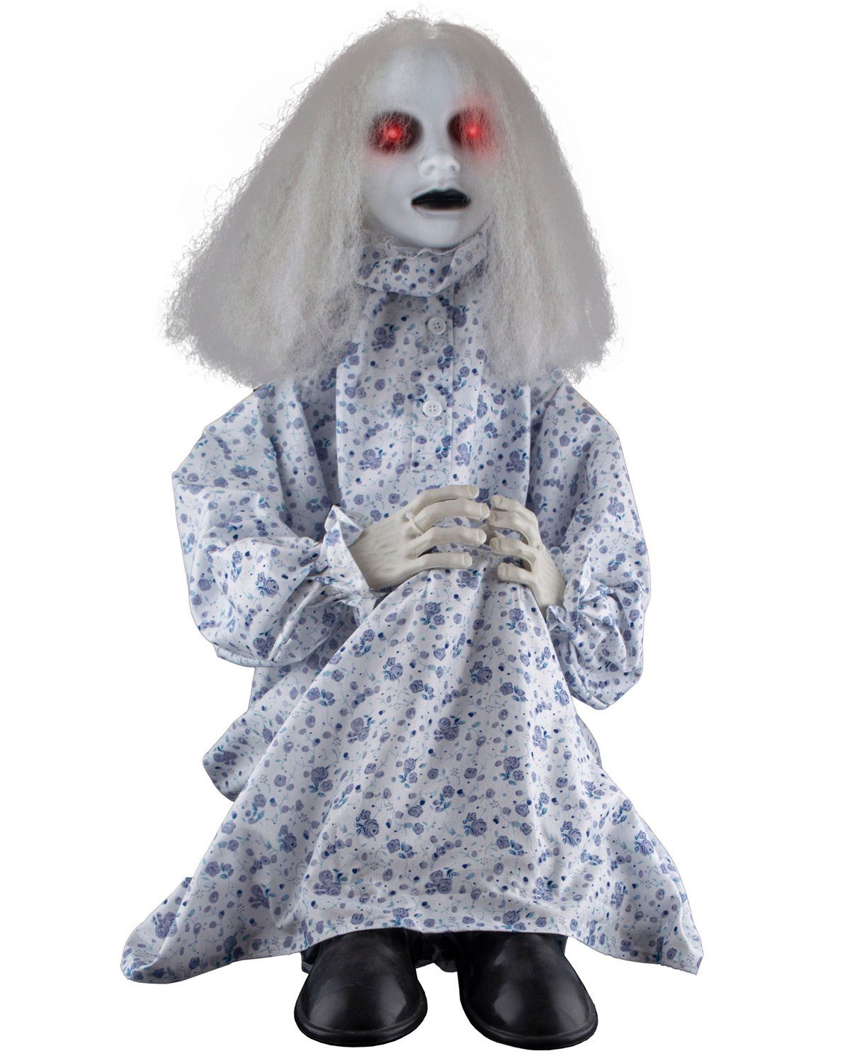 Funny Fashion Dekoobjekt Geisterfigur Sitzendes Mädchen mit Licht und Ton -