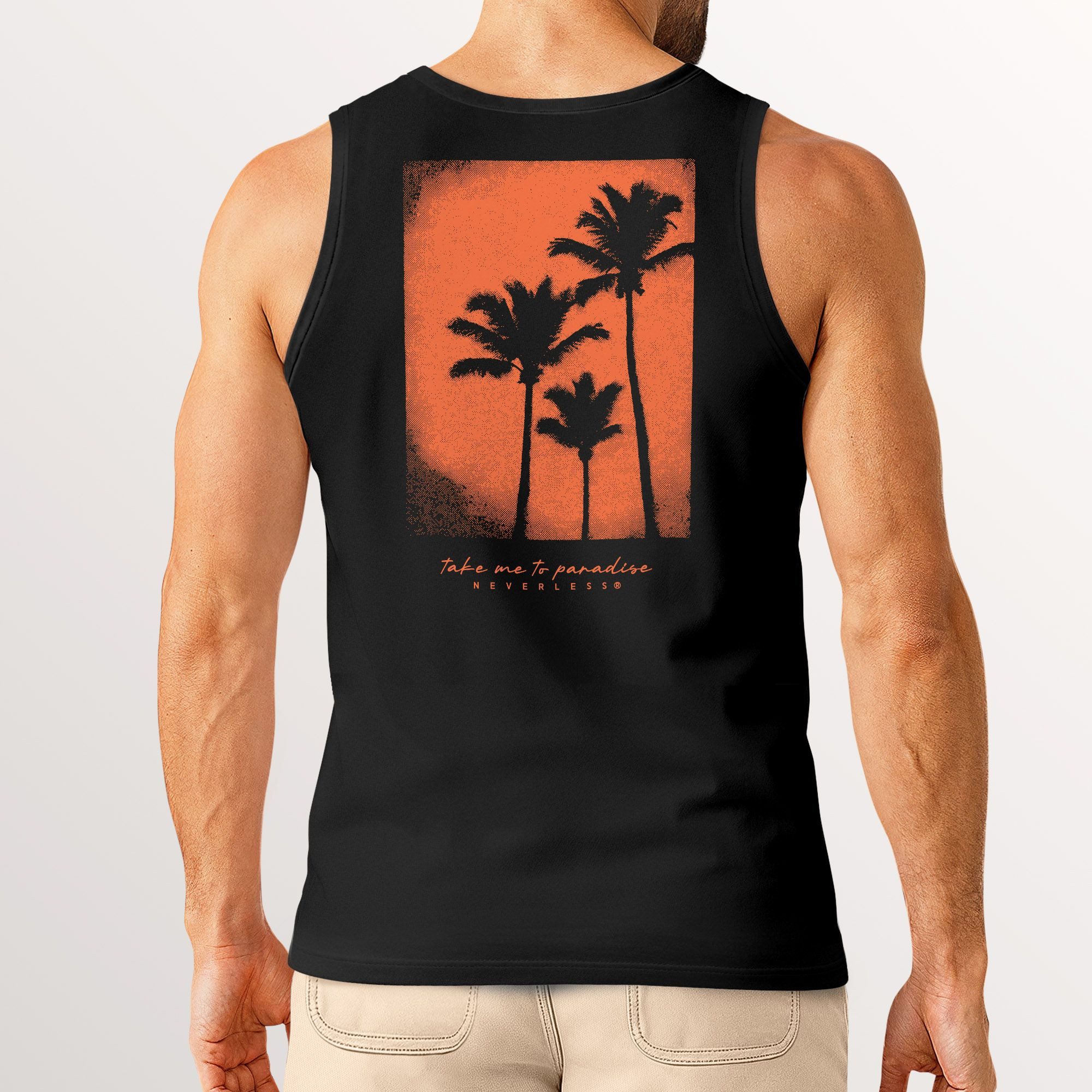 Neverless Tanktop Herren Tank-Top Backprint Palmen Fotoprint Vintage Retro Style Sommer mit Print