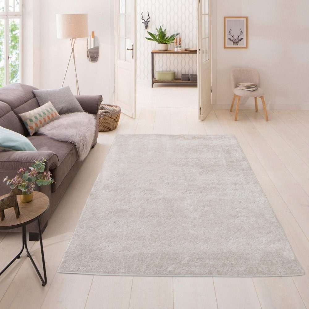 Hochflor-Teppich SOFI - Schadstofffrei DELUXE, flauschiger Teppich Fußbodenheizung 43 geeignet, mm, rechteckig, & Höhe: I HOME Langflor