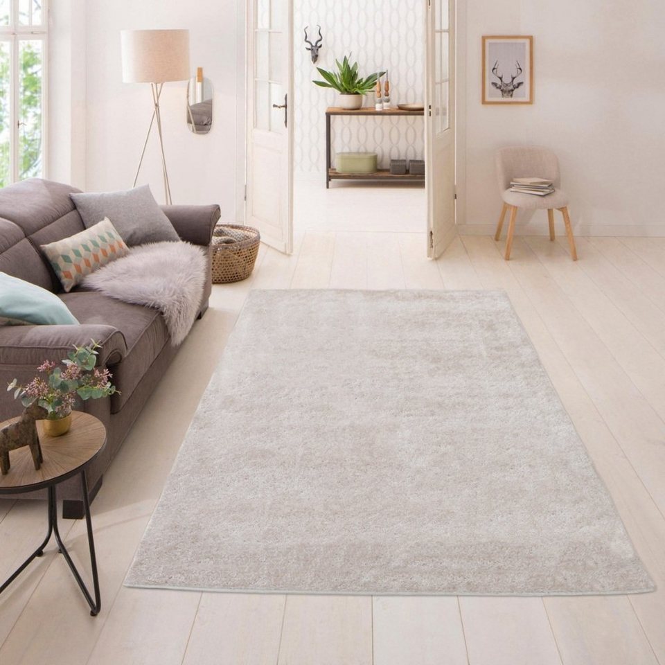 Hochflor-Teppich SOFI - Schadstofffrei & Fußbodenheizung geeignet, HOME  DELUXE, rechteckig, Höhe: 43 mm, I Langflor, flauschiger Teppich