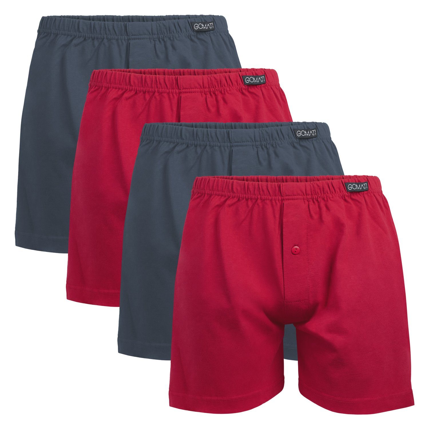 Gomati Boxershorts Herren Jersey Boxershorts Stretch Shorts aus Baumwolle (4er Pack) Mix (2x Anthrazit + 2x Deep Red)