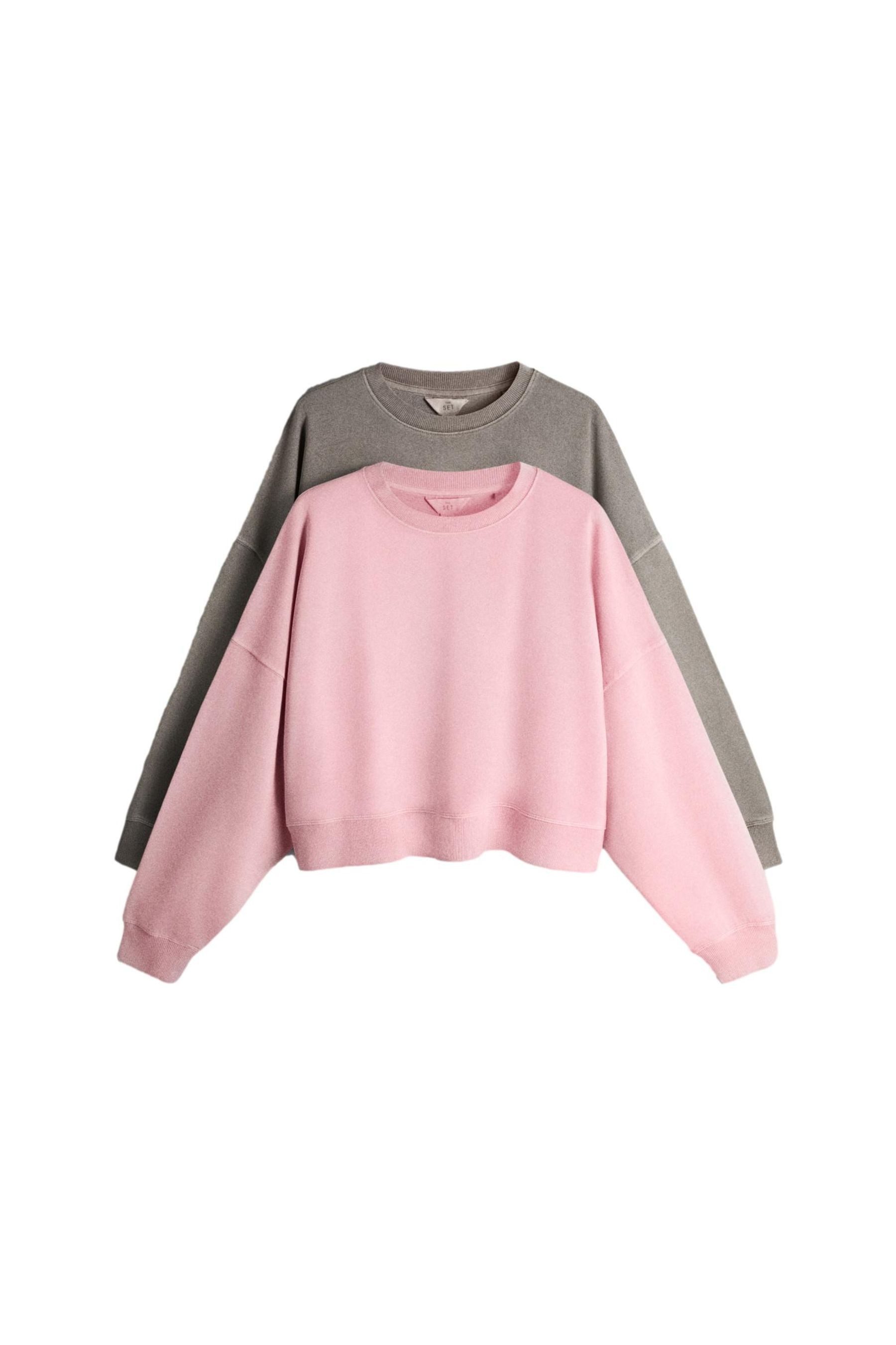 The Set Sweater The Set verkürzte, gewaschene Sweatshirts, 2er-Set (2-tlg) günstig online kaufen