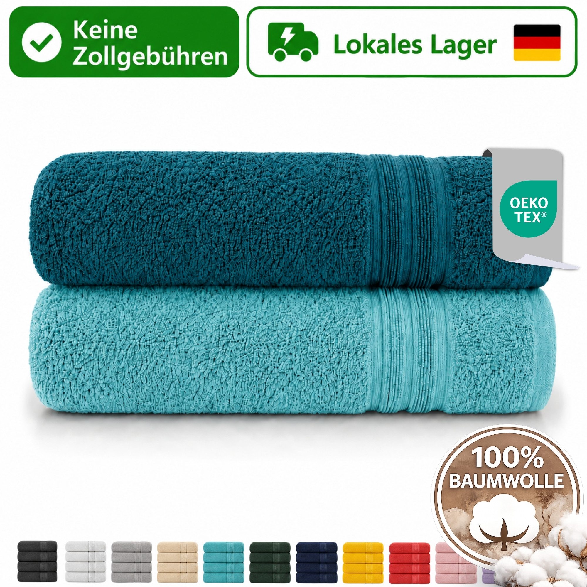 Komfortec Handtücher 2er Set Handtücher 100% Baumwolle, weich & saugfähig, 4 Größen, 100% Baumwolle (2-St)