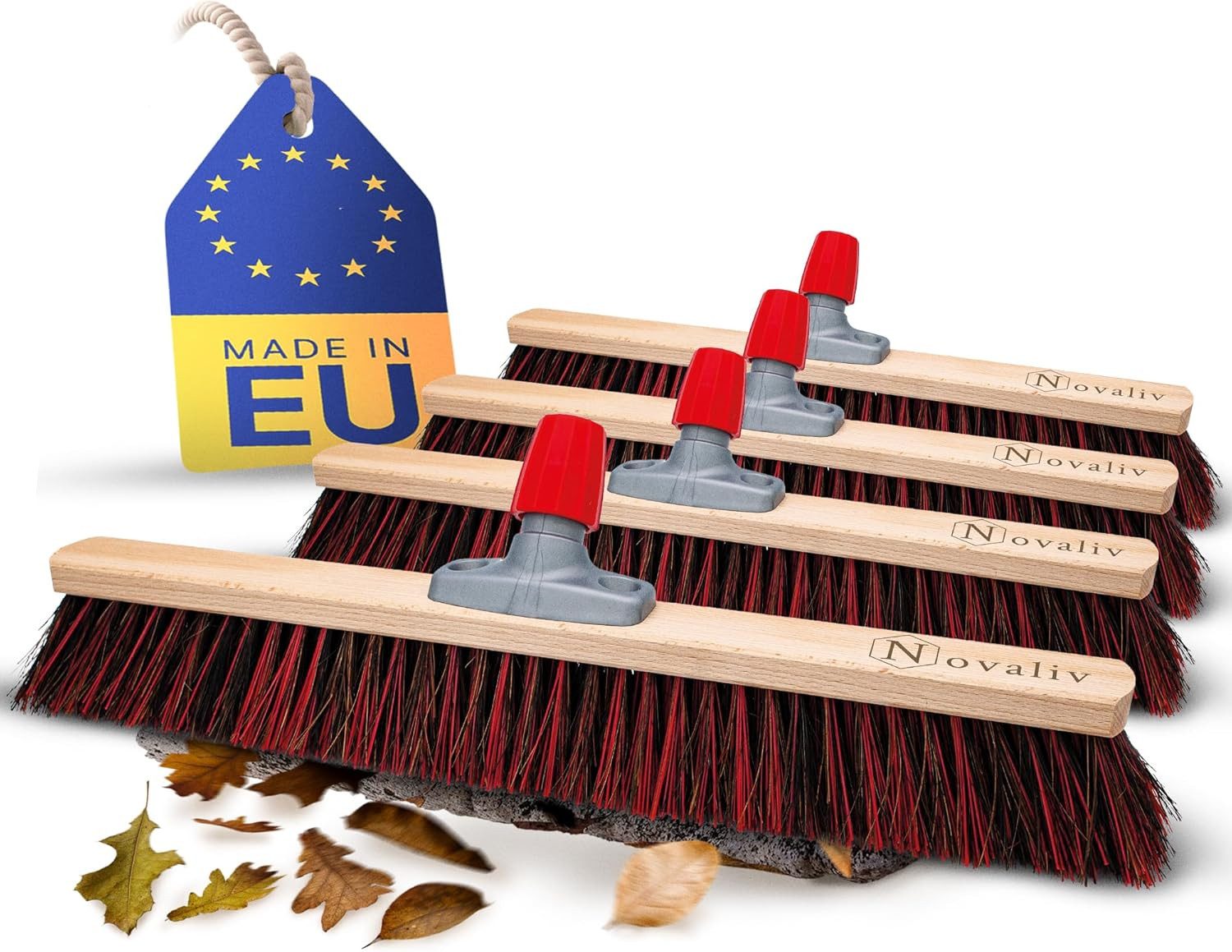 Novaliv Ersatzbürste 19542-4xStuck, (4-tlg), 4X Mix Arenga Elaston Besen 60 cm Besenkopf I ohne Stiel I Arenga-Elas