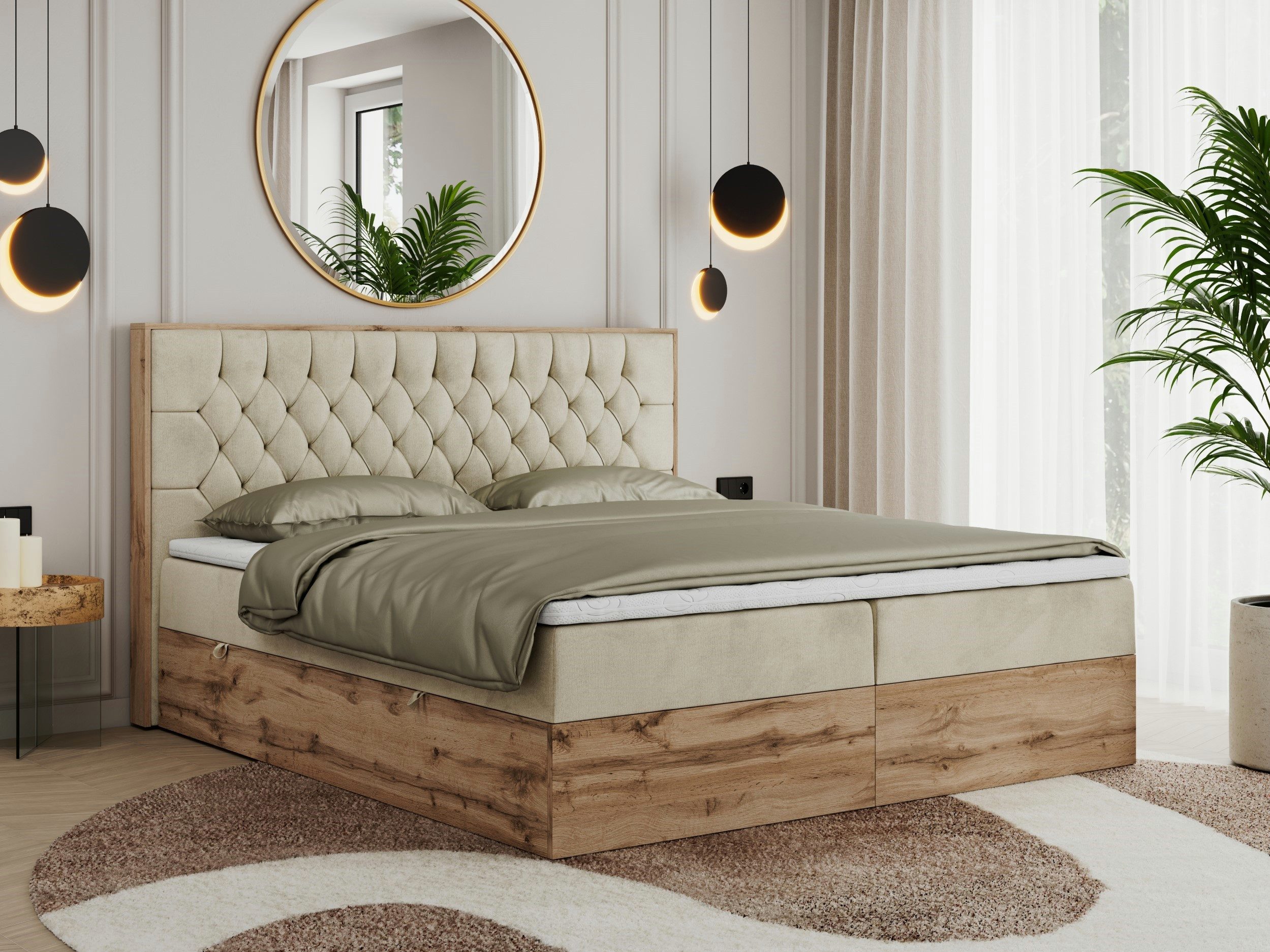 MKS MÖBEL Boxbett AMORE (Boxspringbett - Set, Packung, Topper T25/Visco, Bettkästen, T30-Schaum, Stauraum, Matratze), Möbelplatten, gepolstertes Kopfteil, Bett mit Multipocket-Matratzen