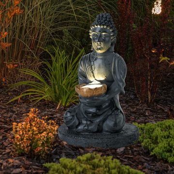 etc-shop LED Dekofigur, LED-Leuchtmittel fest verbaut, LED Solar Buddha-Figur Deko Außenbereich Garten & Terrasse Höhe 28 cm