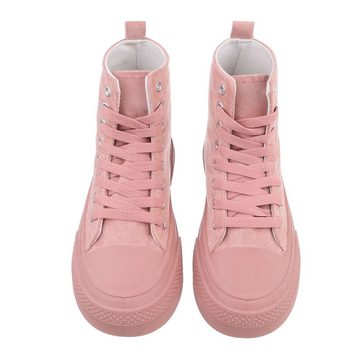 Ital-Design Damen High-Top Freizeit Sneakerboots Keilabsatz/Wedge Sneakers High in Rosa