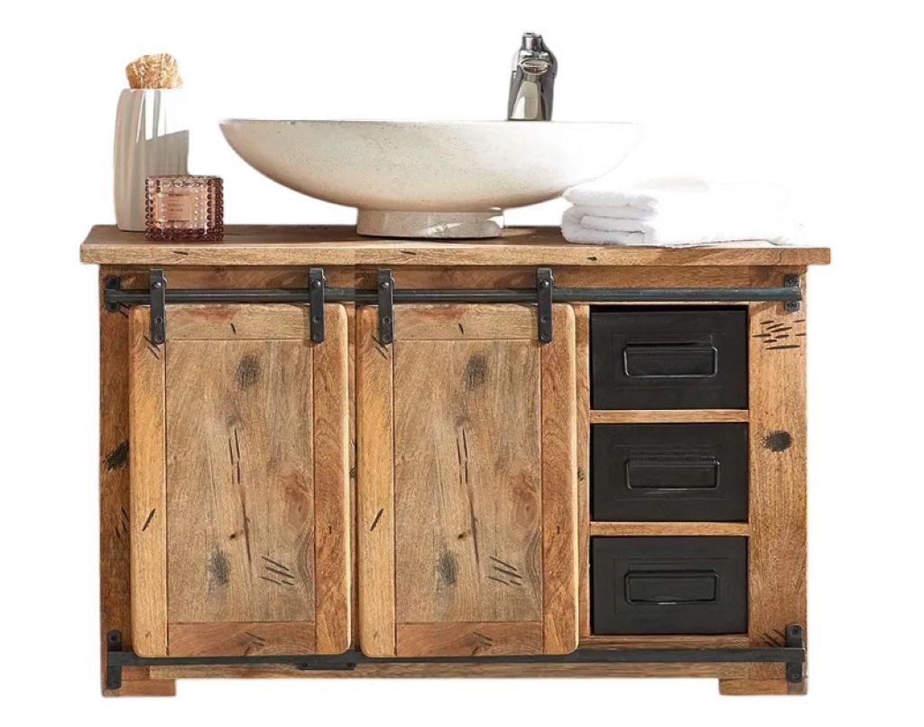 Main Möbel Waschbeckenunterschrank Waschbeckenunterschrank 108x64cm 'Railroad' Mango & Eisen