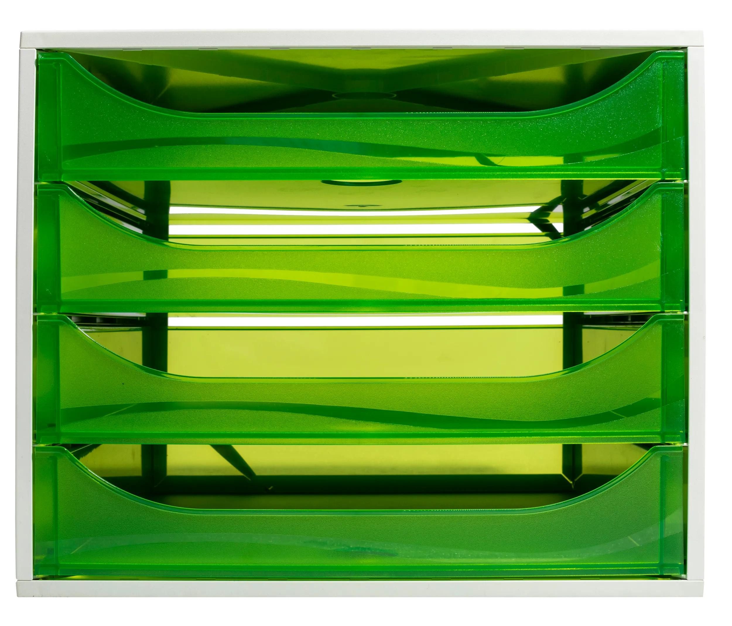 EXACOMPTA Schubladenbox ECOBOX Schubladenbox mit 4 Schubladen - Apfelgrün - 228697D, Boxen einzen