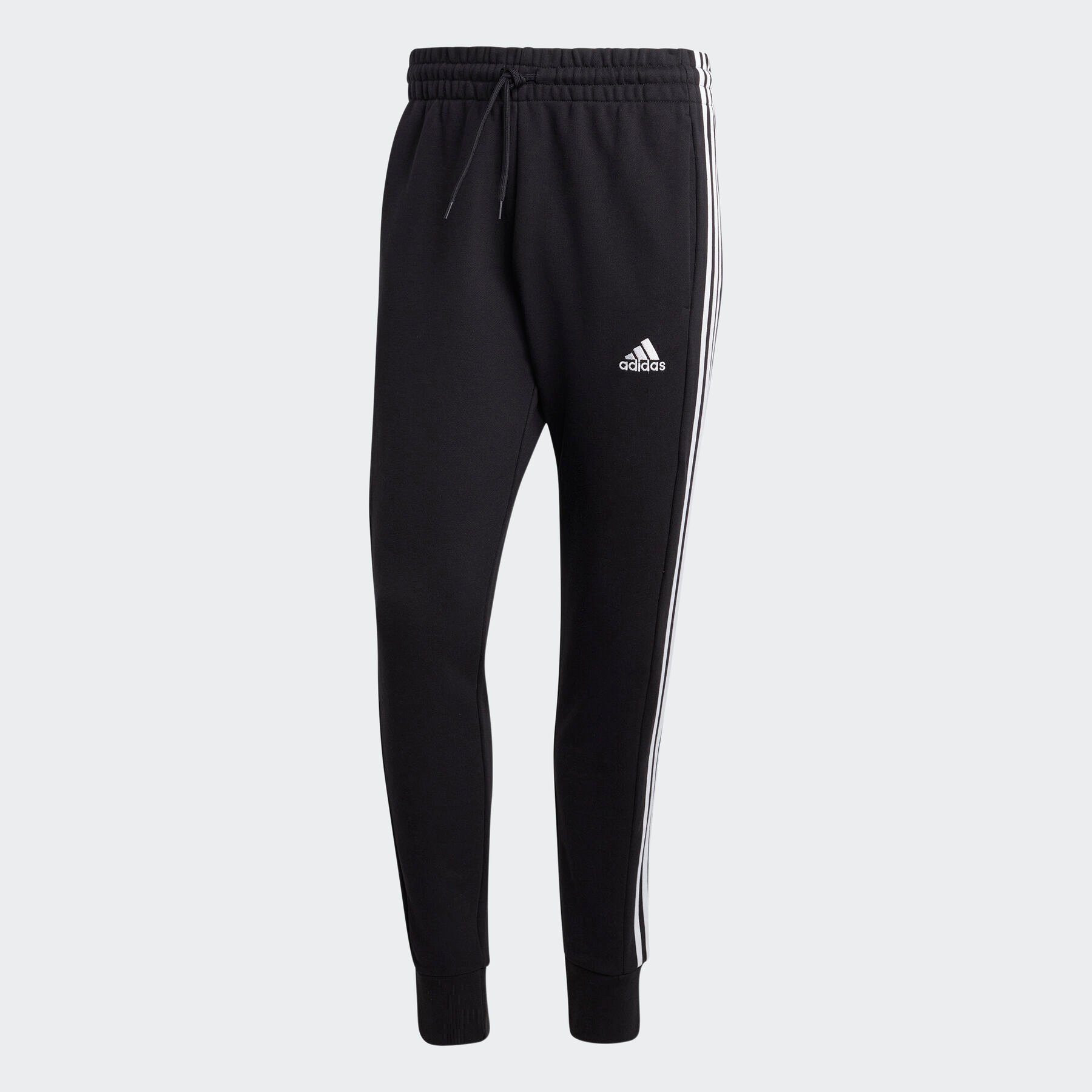 Sportswear / FRENCH Black Sporthose White TERRY (1-tlg) 3STREIFEN TAPERED adidas HOSE CUFF ESSENTIALS