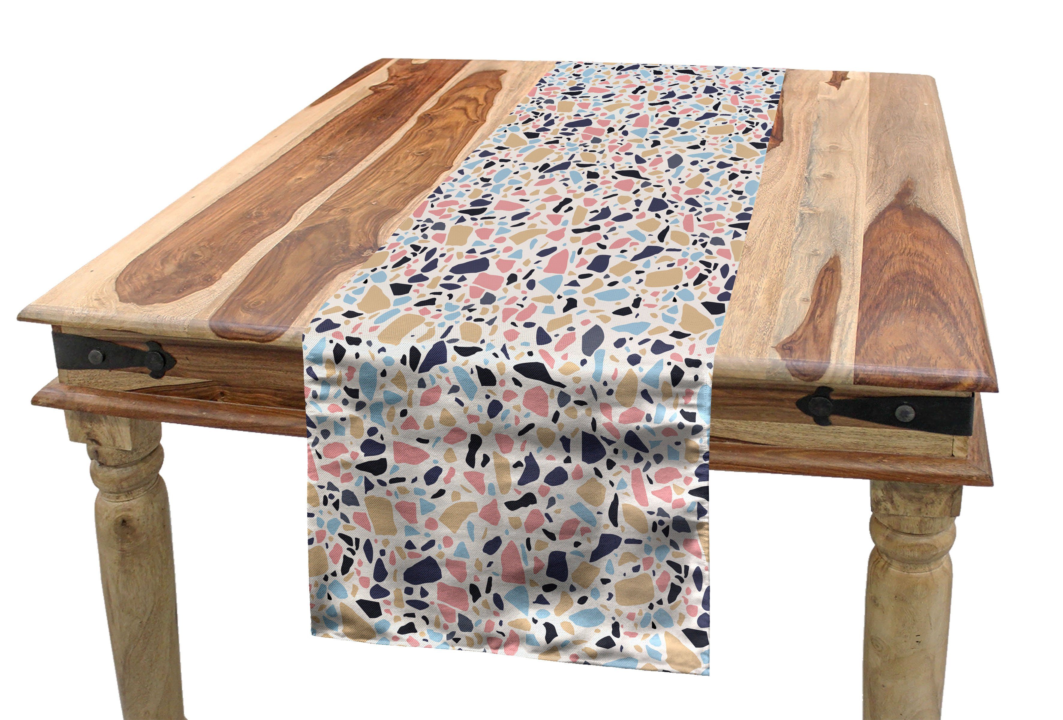 Abakuhaus Tischläufer Esszimmer Küche Rechteckiger Dekorativer Tischläufer, Abstrakt Mosaik Pebble Forms Motiv