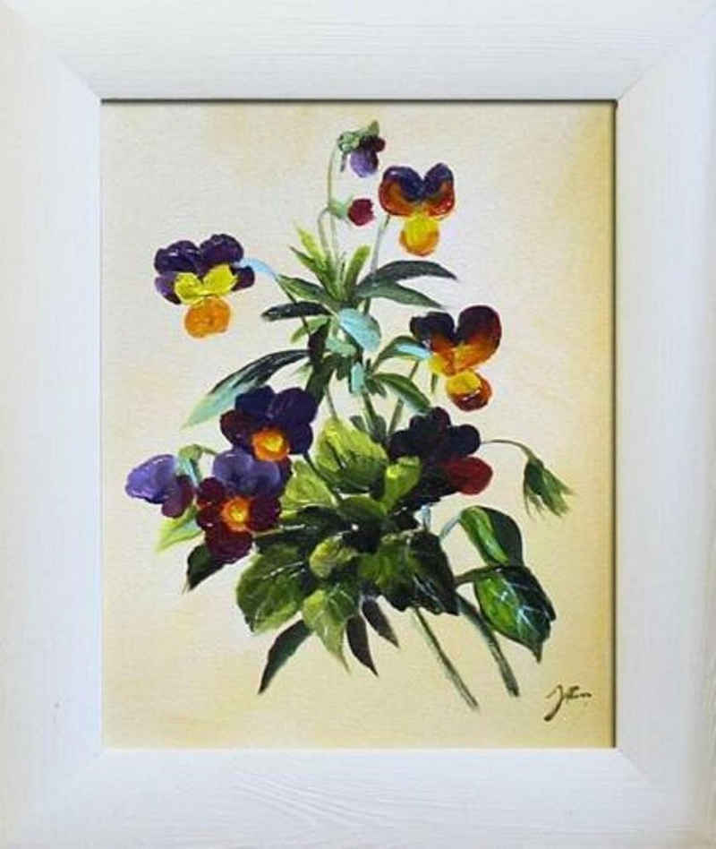 JVmoebel Ölbild Blumen Handarbeit Ölgemälde Bild Gemälde Ölbilder Rahmen Sofort, (1 St)