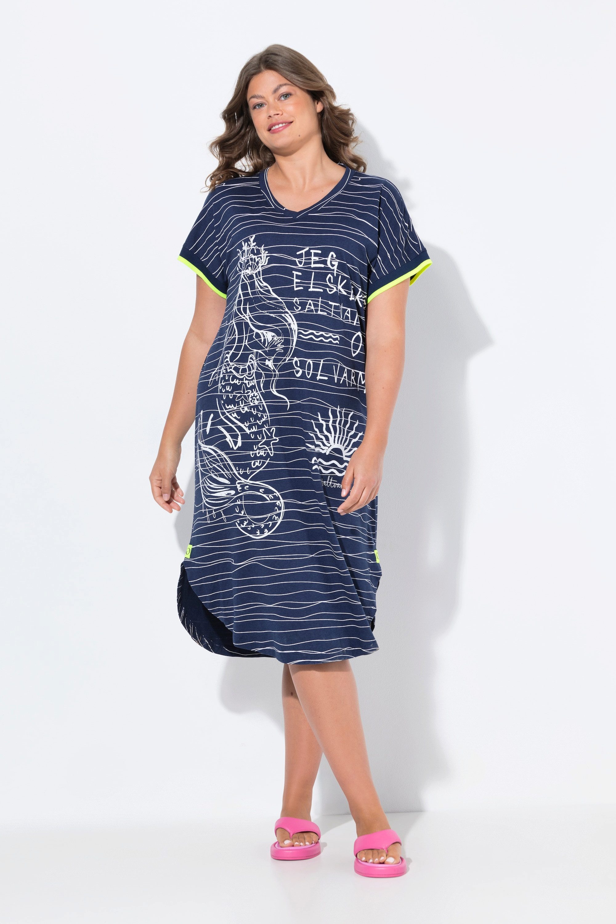 Laurasøn Jerseykleid Shirtkleid V-Ausschnitt MIG günstig online kaufen