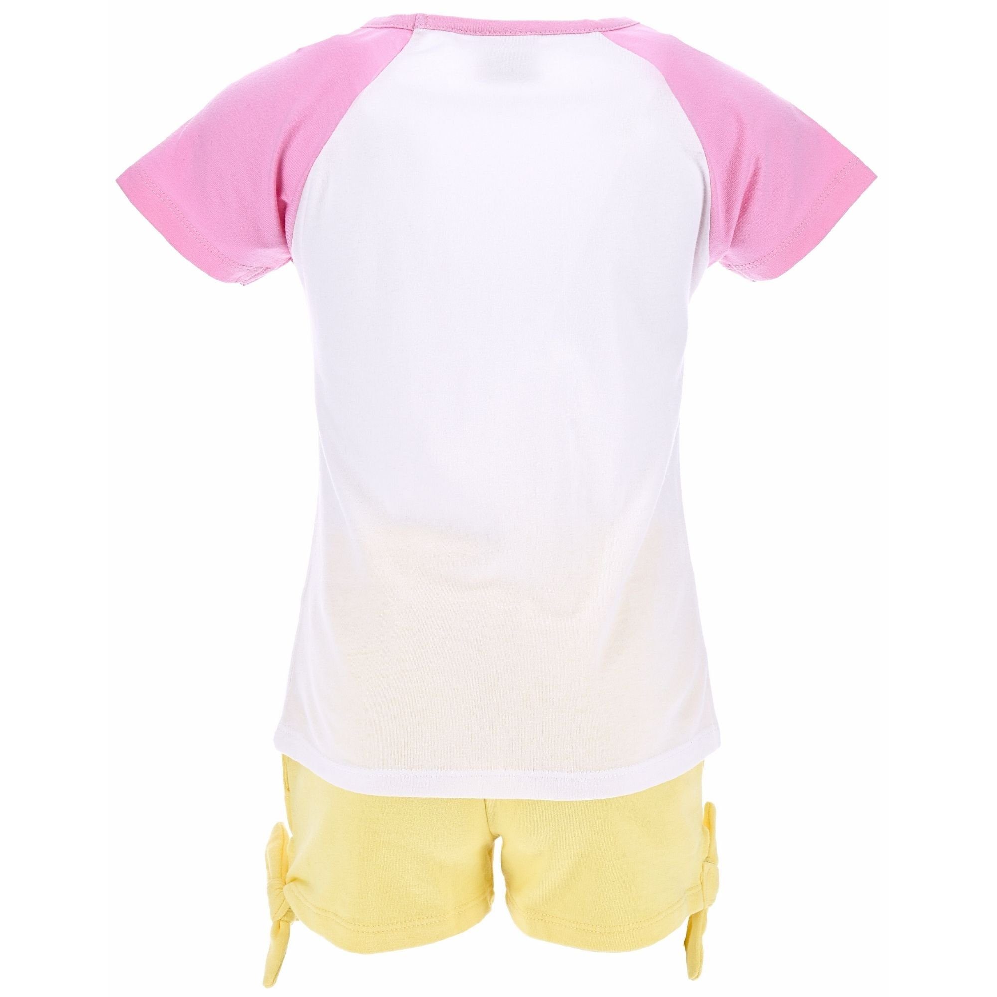 & Pig Gr. Mädchen Peppa (2-tlg) Sommeroutfit cm T-Shirt Wutz Peppa - 98 Shorts 116 Gelb