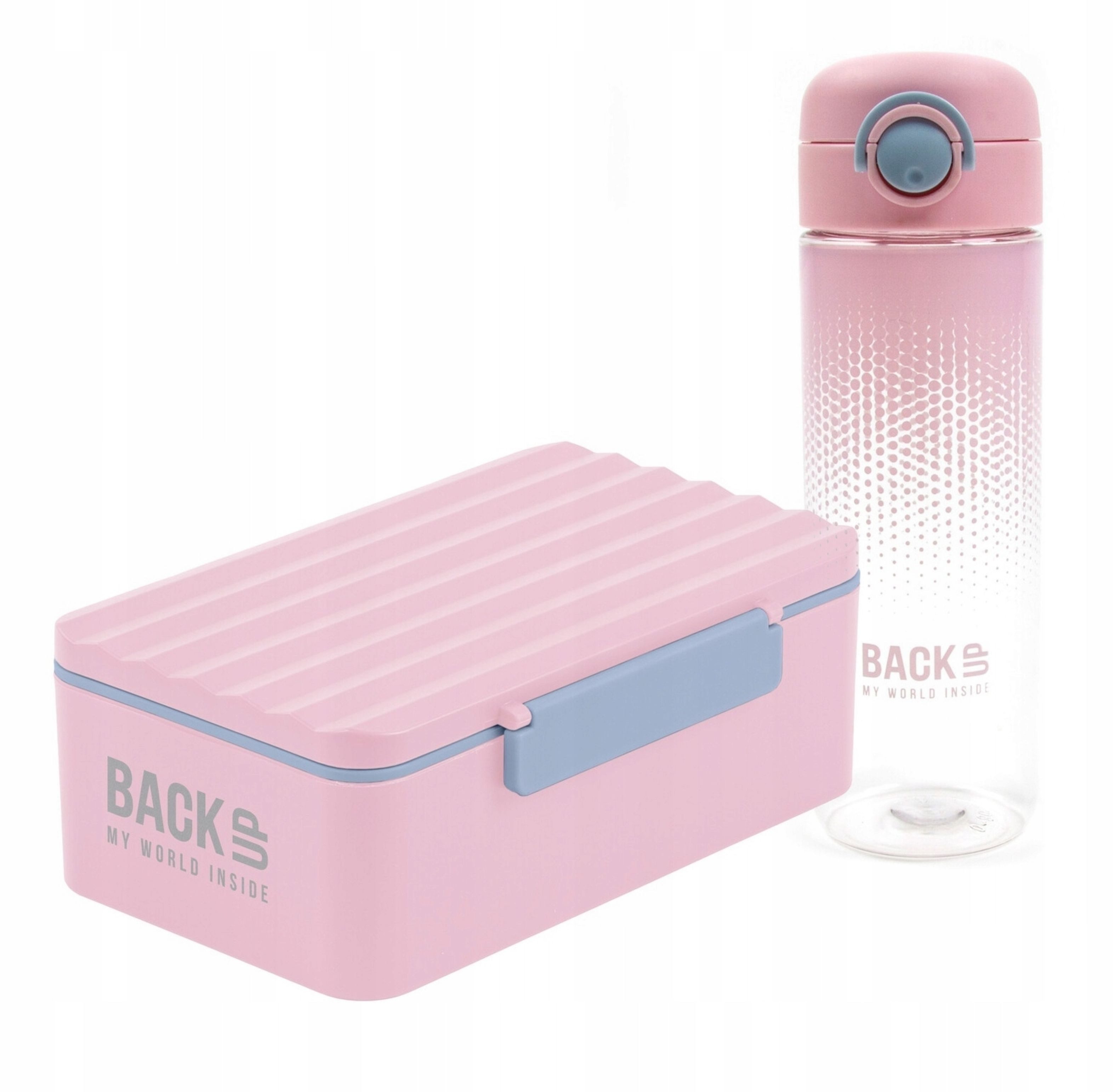 Back Up Brotkasten Lunchbox + Trinkflasche Set Mädchen Rosa Schule BPA frei, (1-tlg)