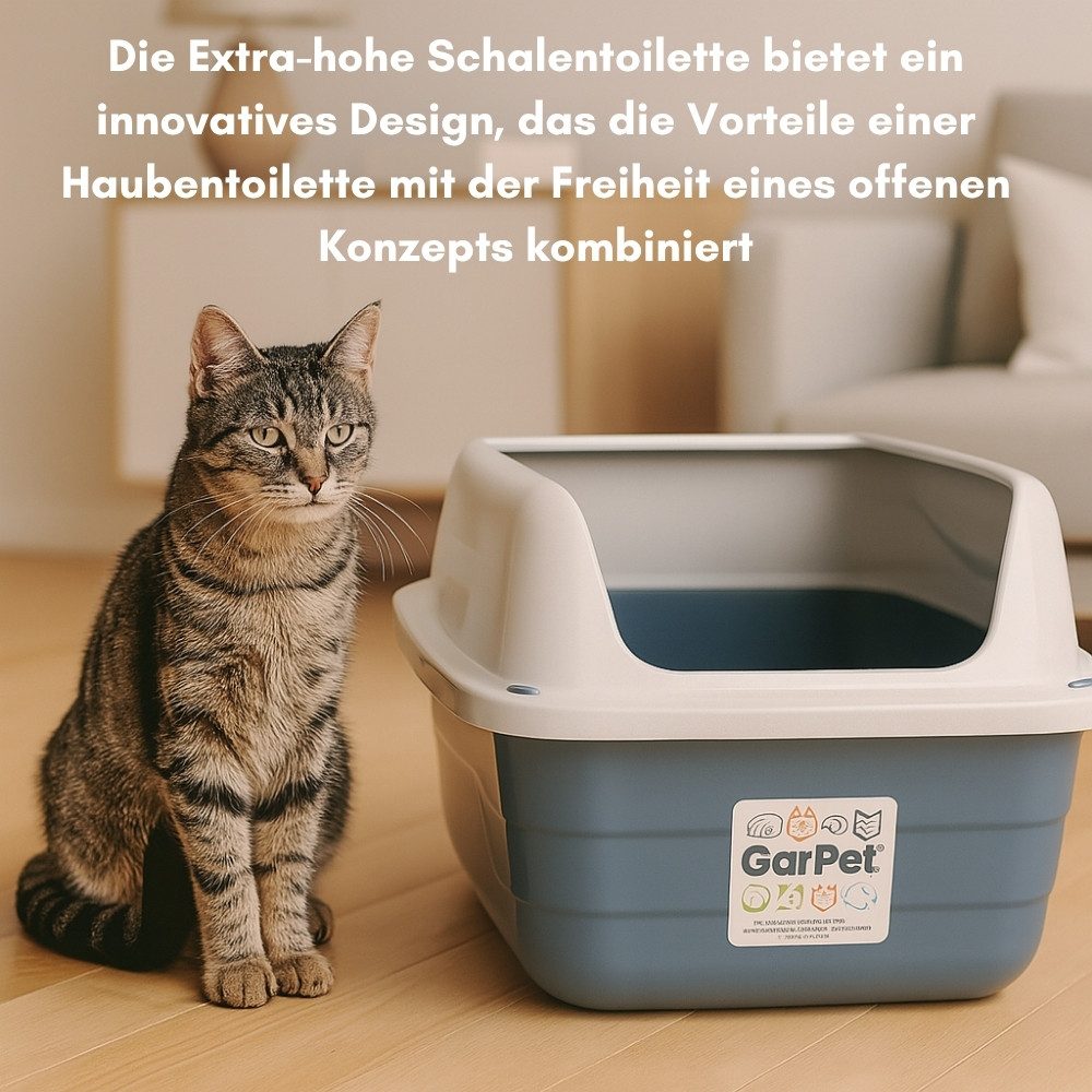GarPet Katzentoilette XXL Extra hohe Katzentoilette offene Katzenklo mit hohem Rand