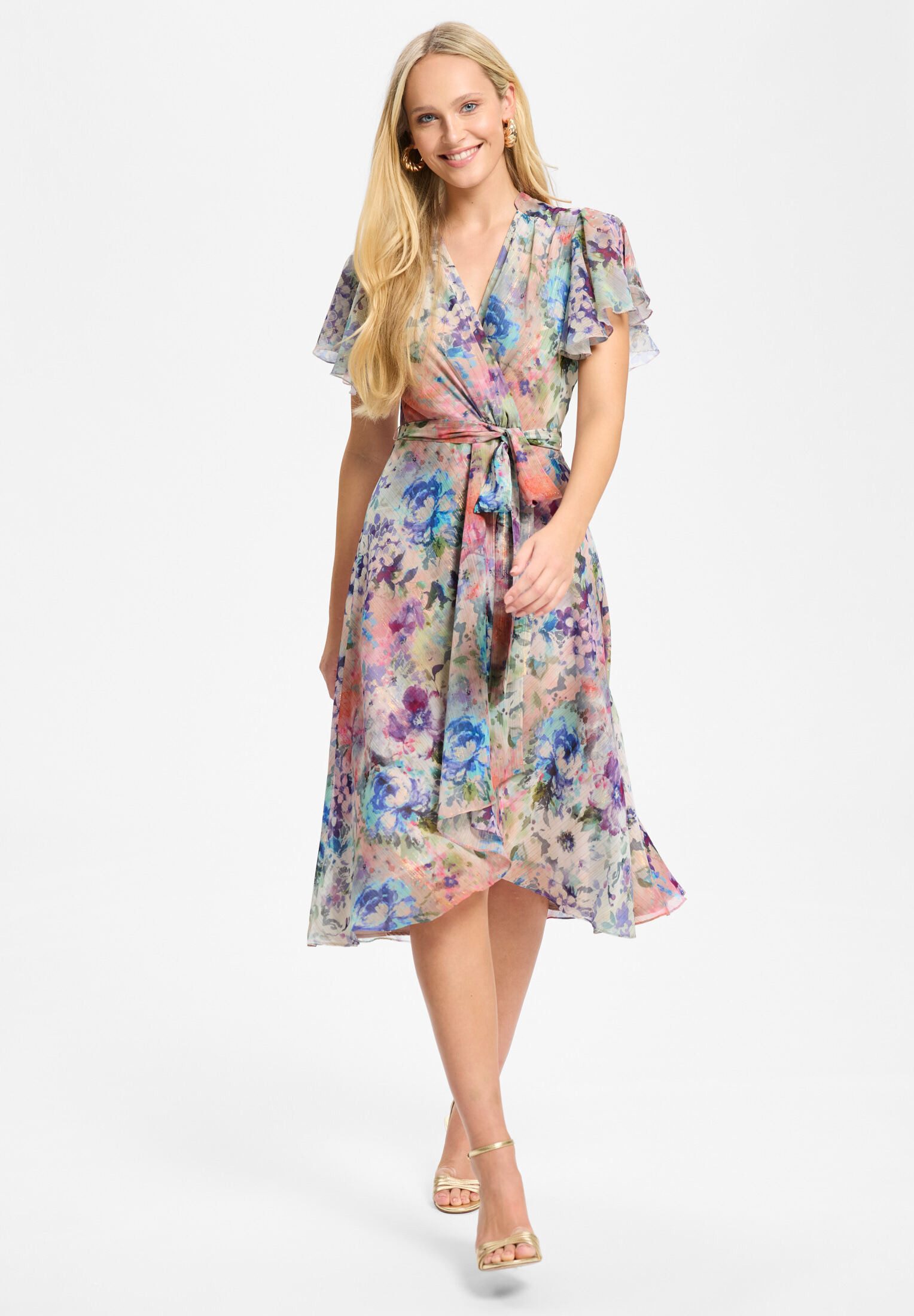 SWING Cocktailkleid Taillierter Schnitt mit fließendem Rockteil