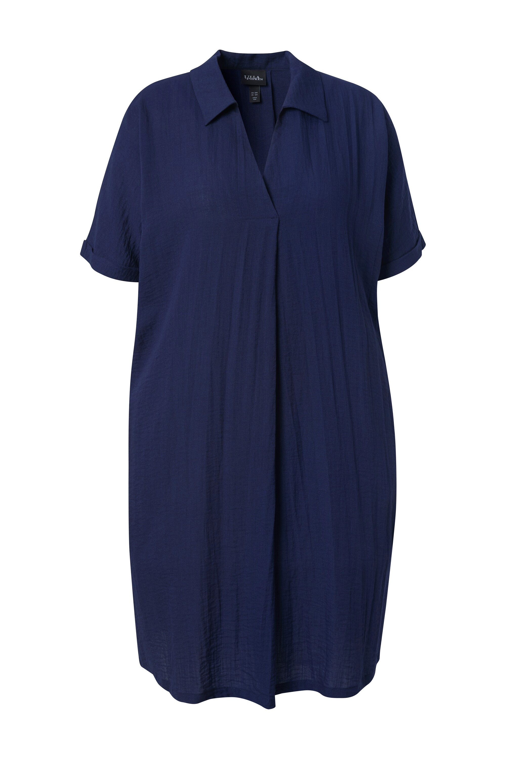 Ulla Popken Jerseykleid Minikleid oversized Hemdkragen V-Ausschnitt günstig online kaufen