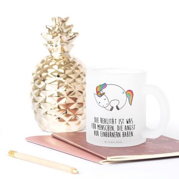 Mr. & Mrs. Panda Teeglas Einhorn Nacht - Transparent - Geschenk, Träume, Pegasus, Teetasse aus, Premium Glas, Edler Aufdruck