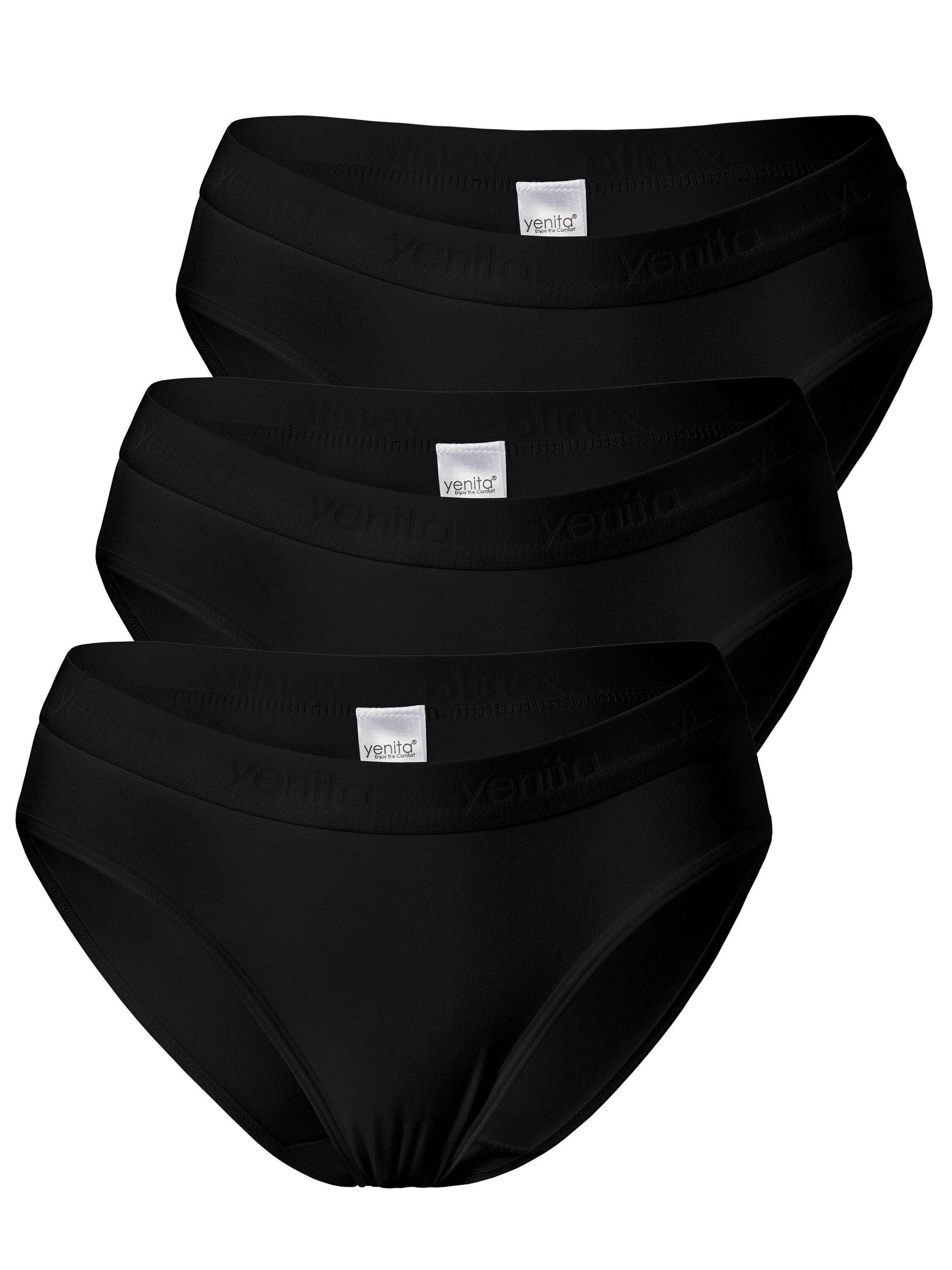 Yenita® Bikinislip Damen Slips mit elastischem Logobund (3-St) in angenehmer Baumwoll-Stretchqualität