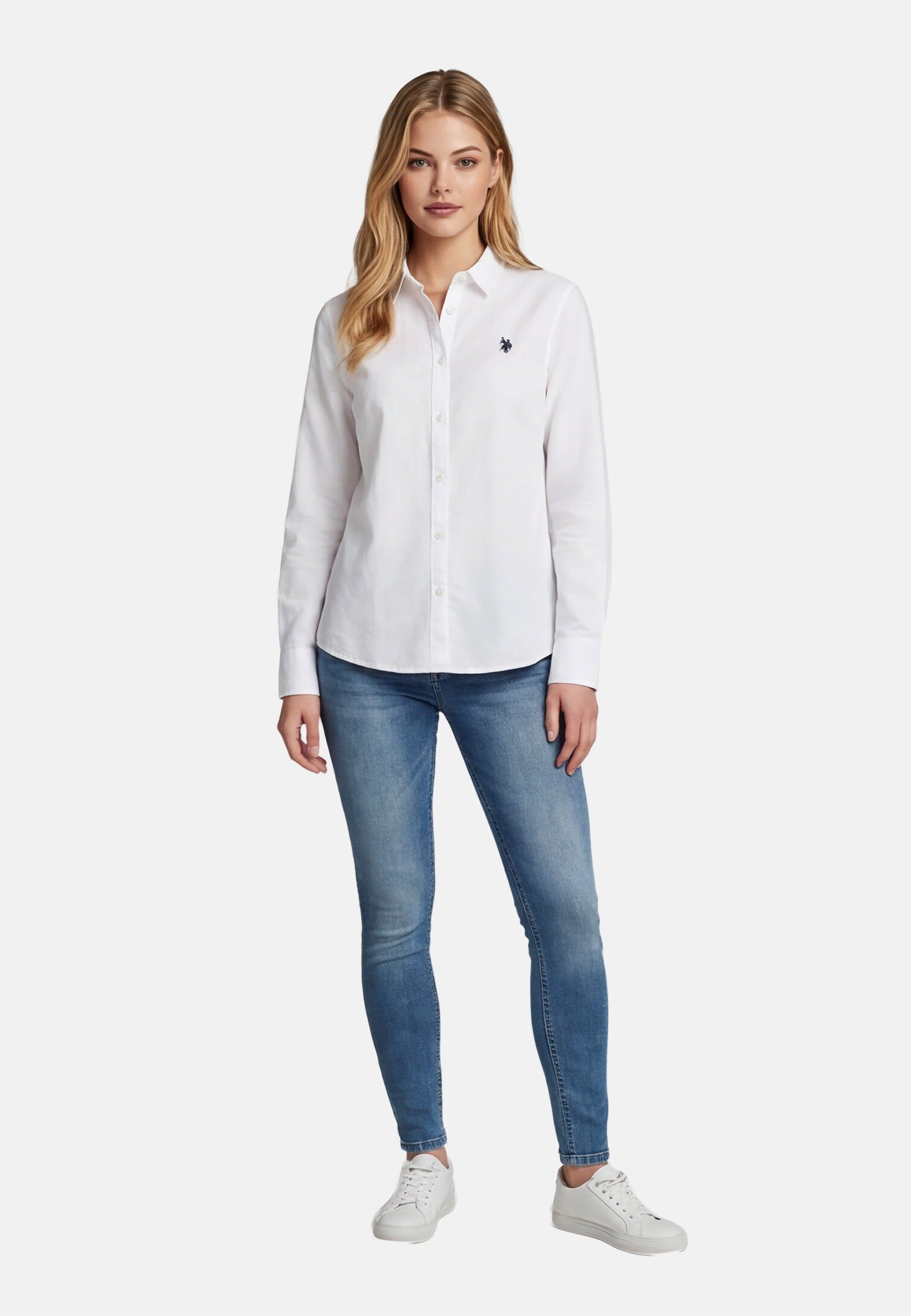U.S. Polo Assn. Blusenshirt USBellaa Damen - Leinenbluse luftig mit Knopfleiste Leichtes Sommerhemd aus Leinenmix mit Kragen