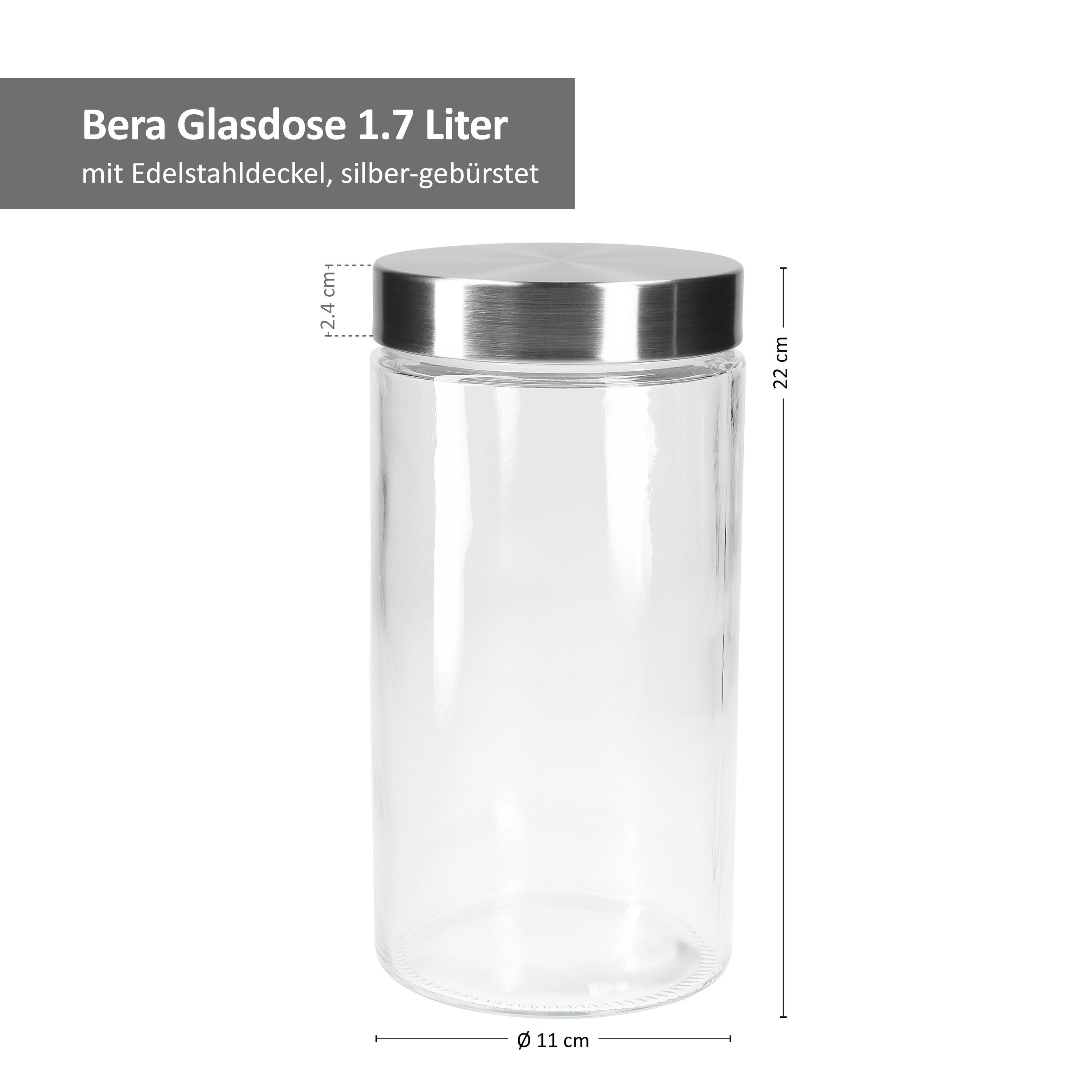 1,7L, 2x 800ml Set 2x MamboCat 1,2L Glas Vorratsdosen Vorratsglas Bera 2x + + - 6tlg.