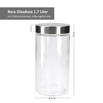 MamboCat Vorratsglas 6tlg. Set Vorratsdosen Bera - 2x 800ml + 2x 1,2L + 2x 1,7L, Glas