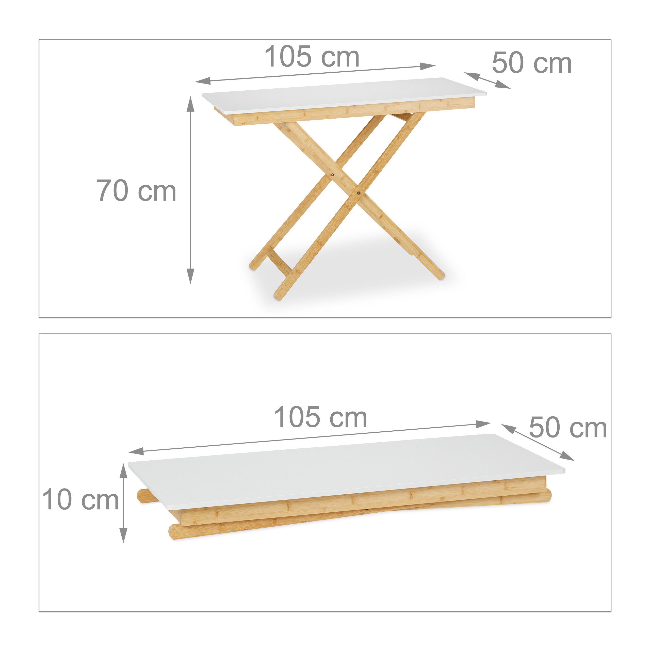 relaxdays Klapptisch Bambus höhenverstellbar