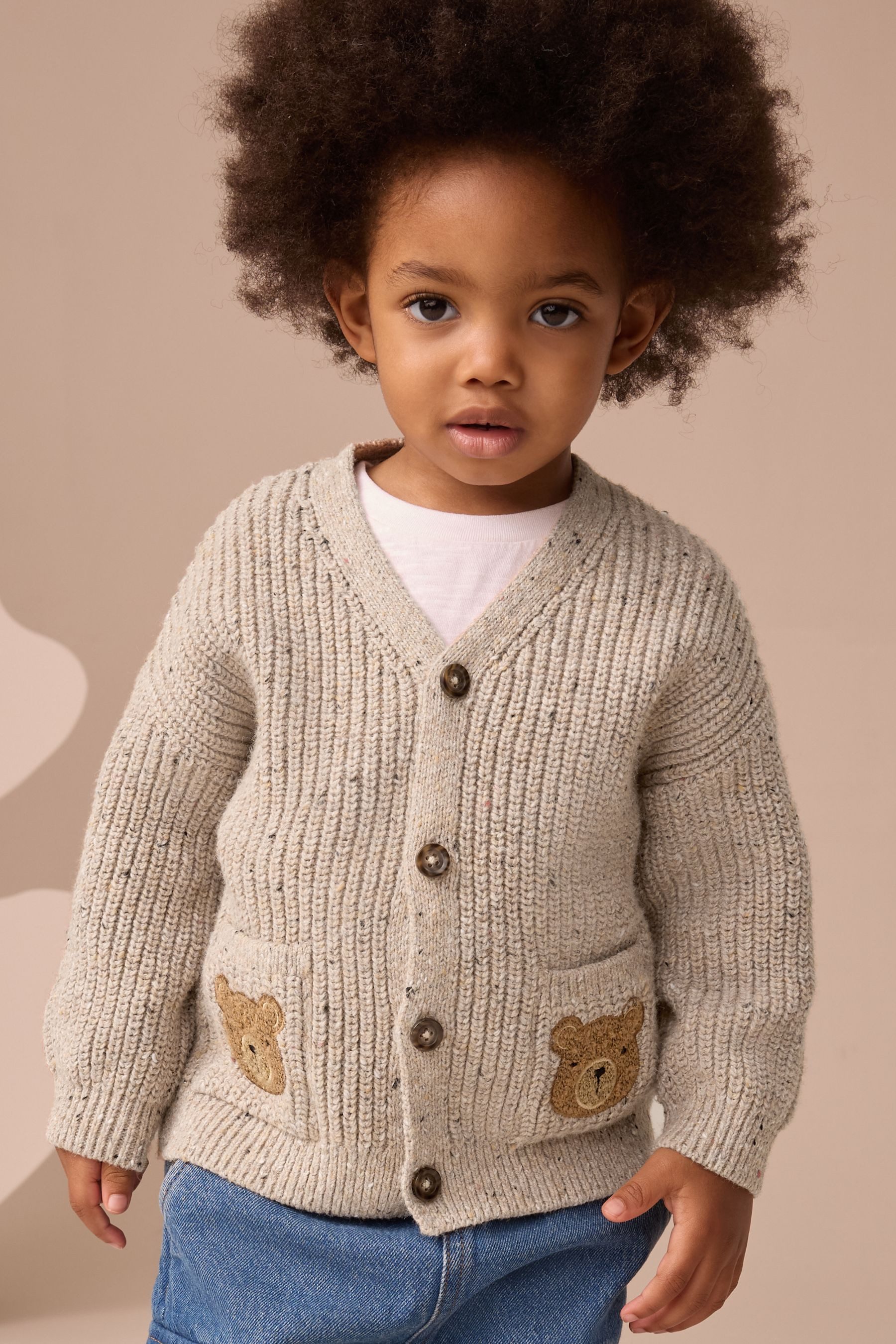 Next Strickjacke Strickjacke aus 100 % Baumwolle mit Figuren (1-tlg)