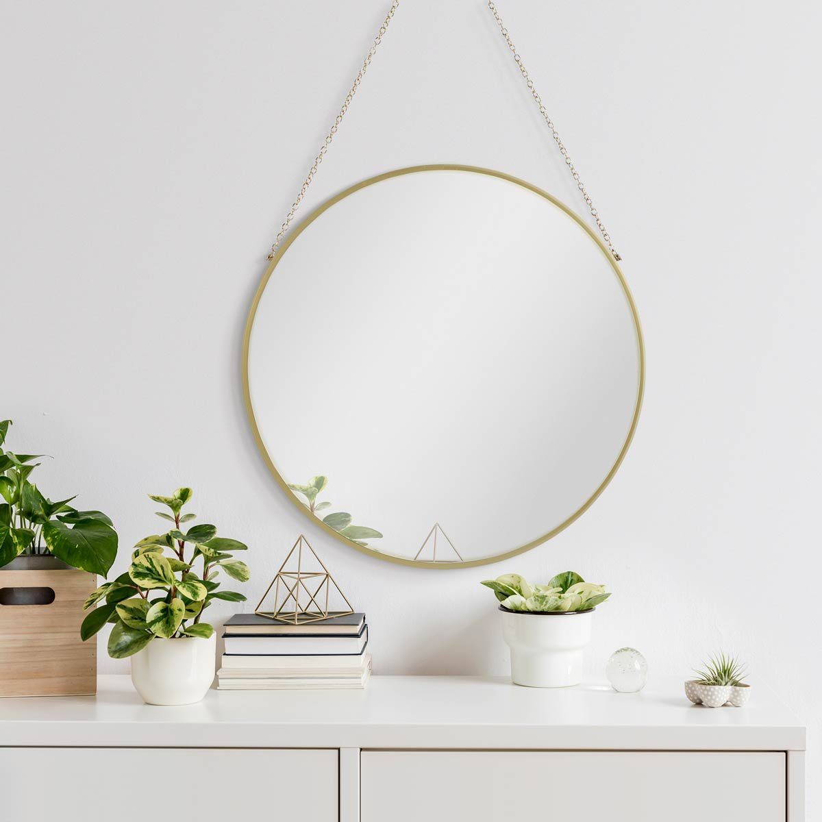 PHOTOLINI Spiegel mit schmalem Metallrahmen und Kettenaufhängung, Wandspieg günstig online kaufen