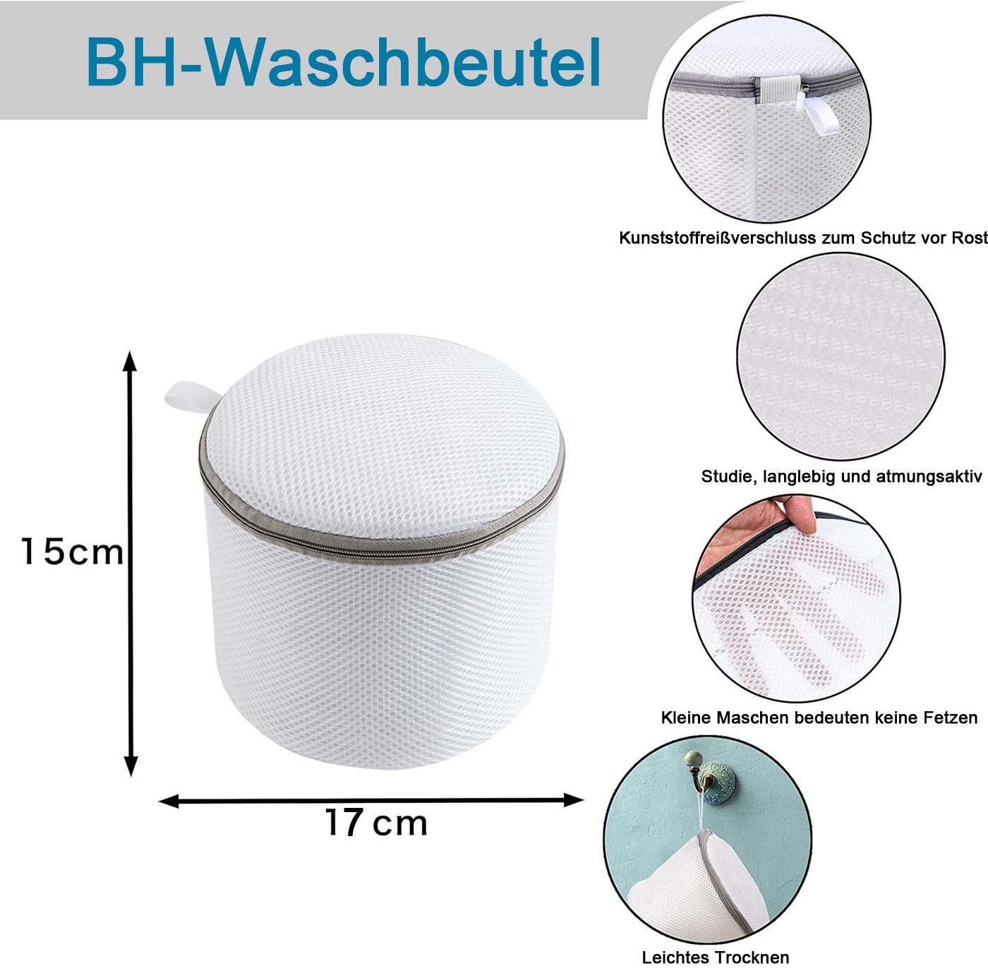 Coonoor Wäschenetz Profi BH Wäschenetze, Wäschesack für Dessous,(Wäschesäcke BHs, 2-St), für Waschmaschine und Trockner, robuster Reißverschluss – Bild 4 von 5