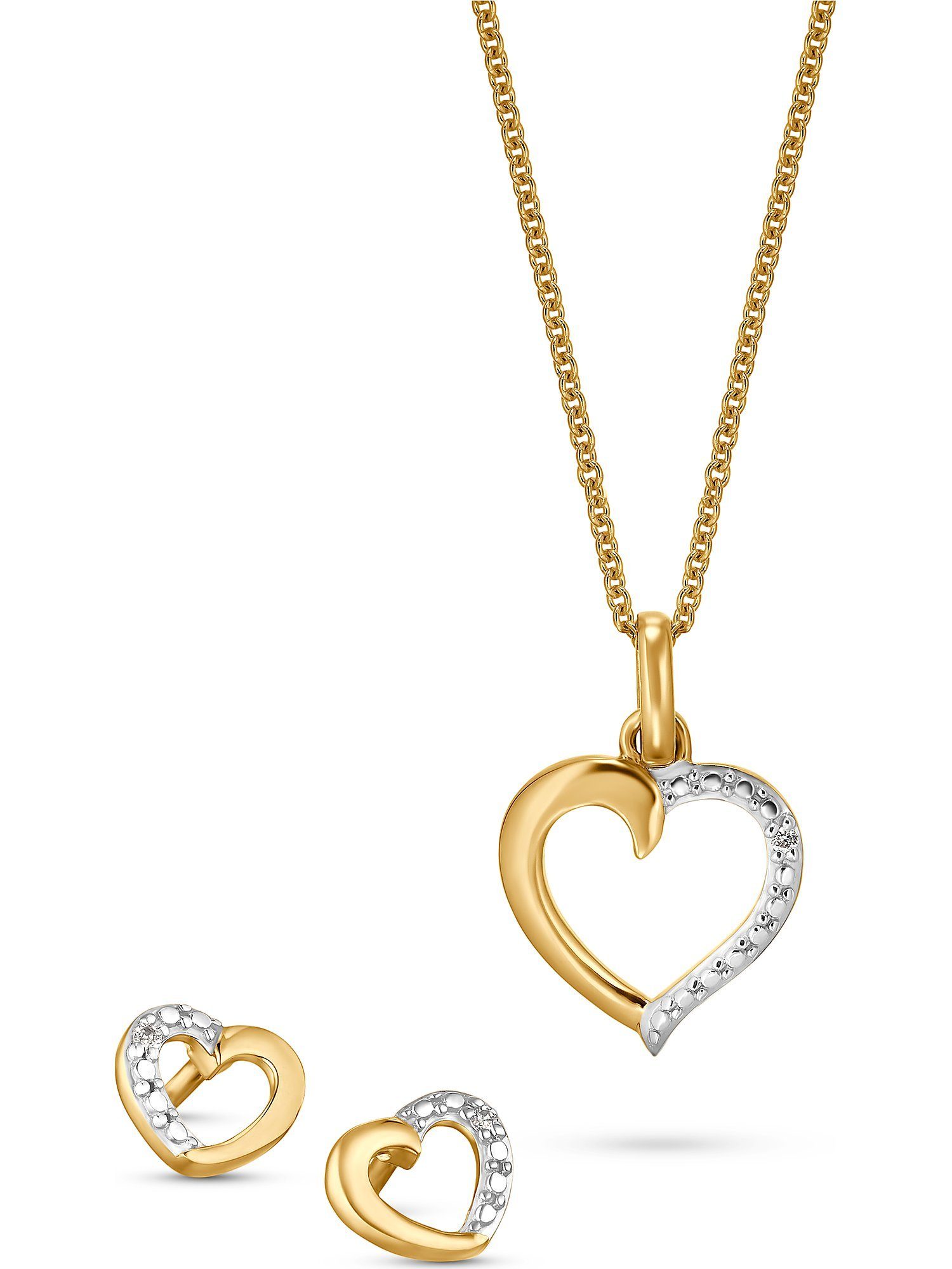 CHRIST Schmuckset CHRIST Damen-Schmuck-Set 375er Gelbgold 3 Diamant
