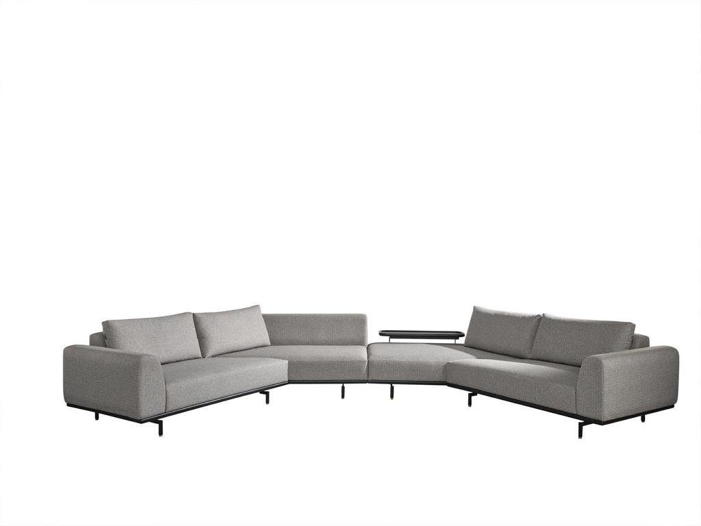 JVmoebel Ecksofa Ecksofa U-Form Wohnzimmer Couch Textil Neu Design grau Modern Luxus